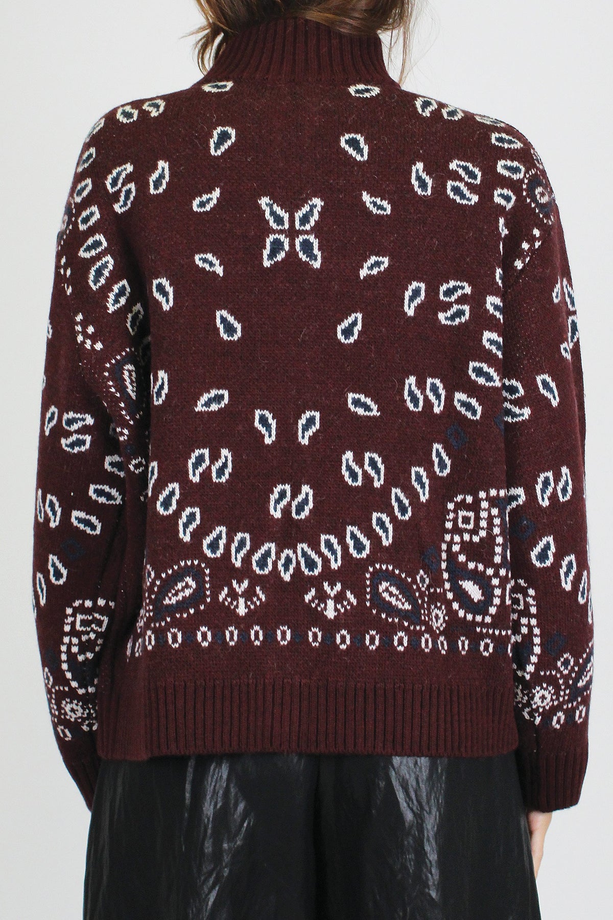 Tensione in - Cardigan misto lana fantasia bandana con collo alto e chiusura zip