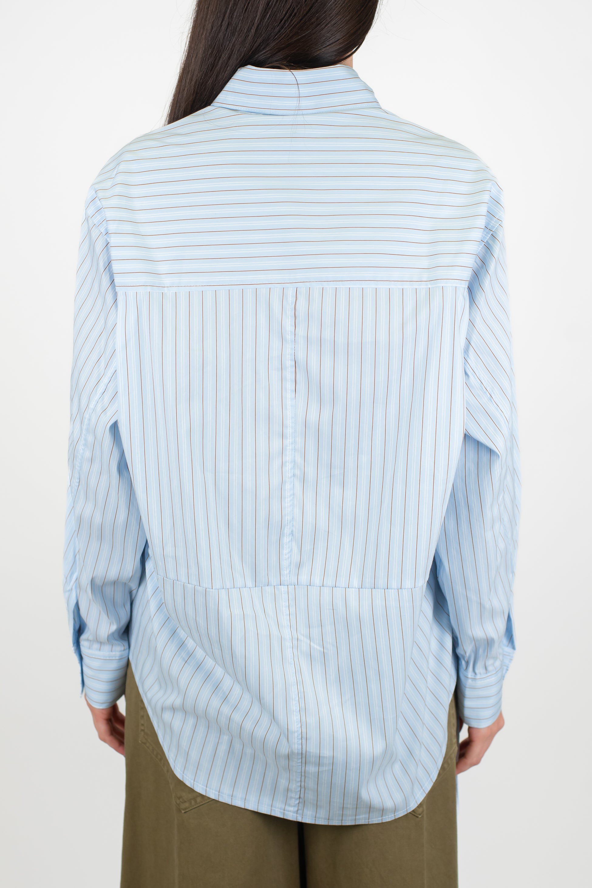 Maryley - Camicia over fantasia a righe con taschino