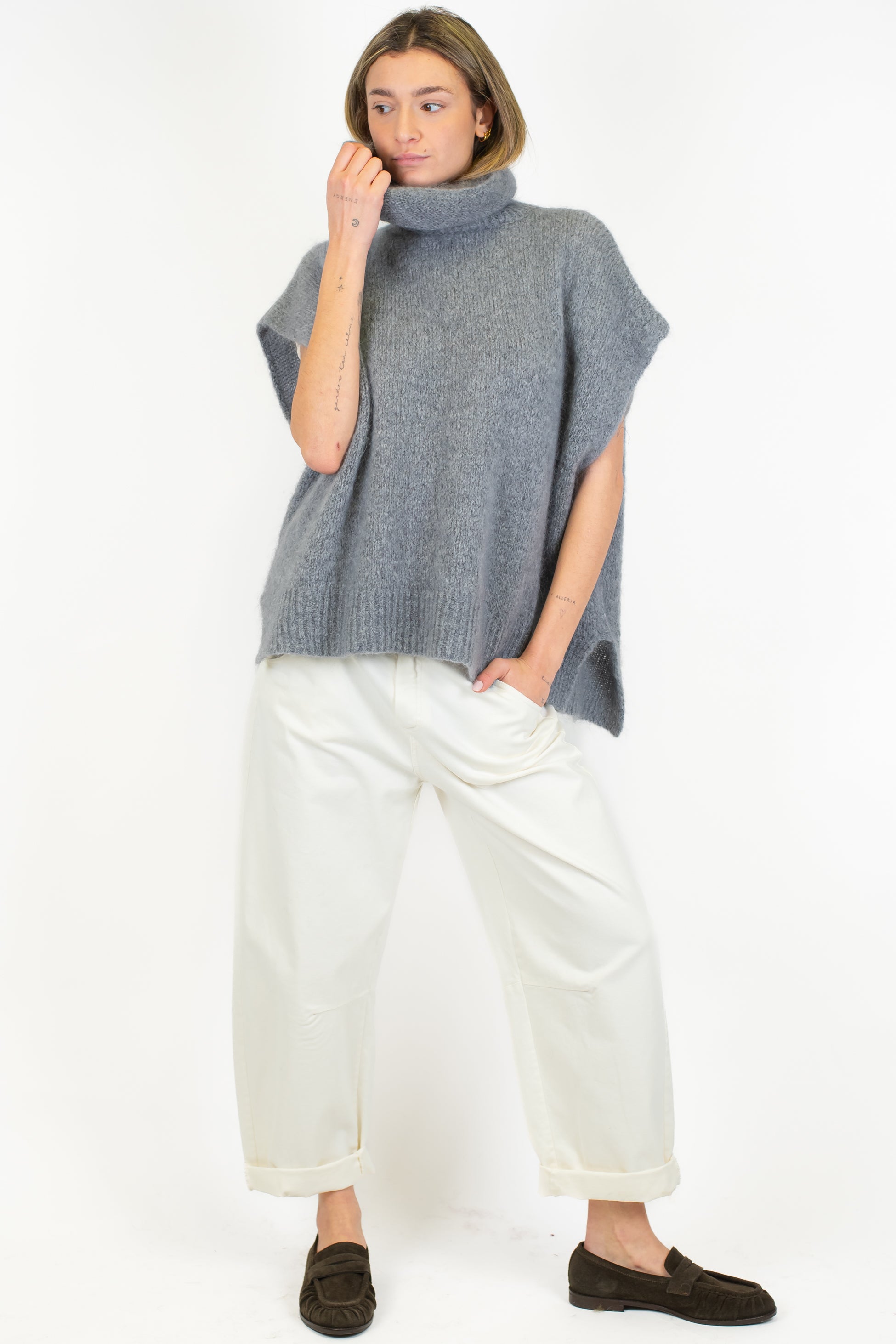 Dixie - Dolcevita over giromaniche in lana mohair con collo morbido