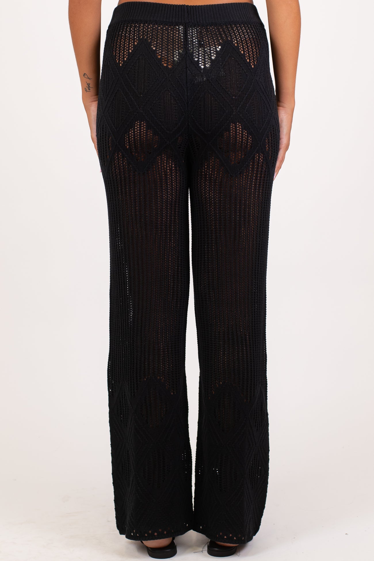 Dixie - Pantalone in maglina ricamata con elastico in vita
