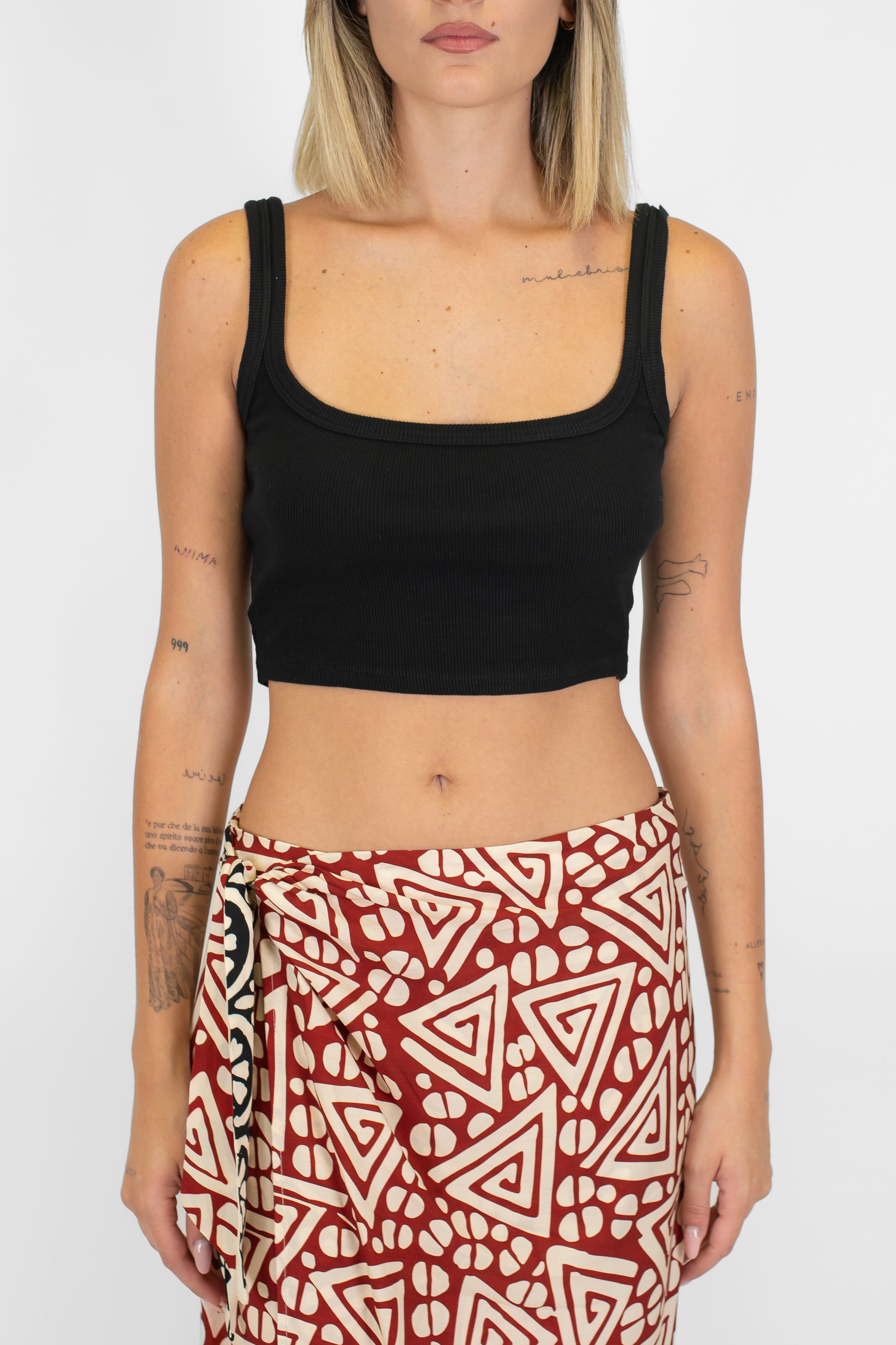 Haveone - Top scollo quadro a costine