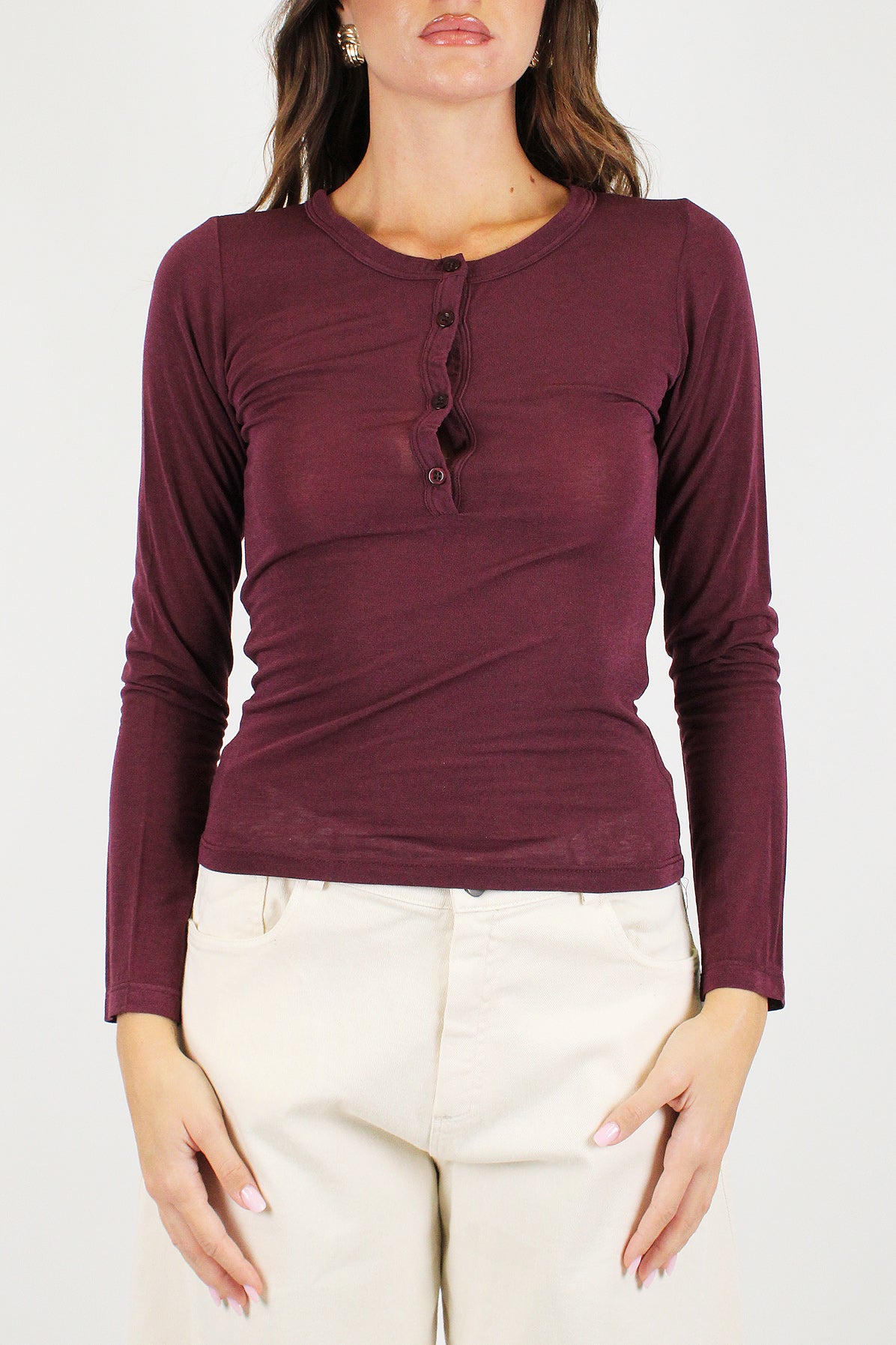 Dixie - Maglia serafino basic in misto cashmere