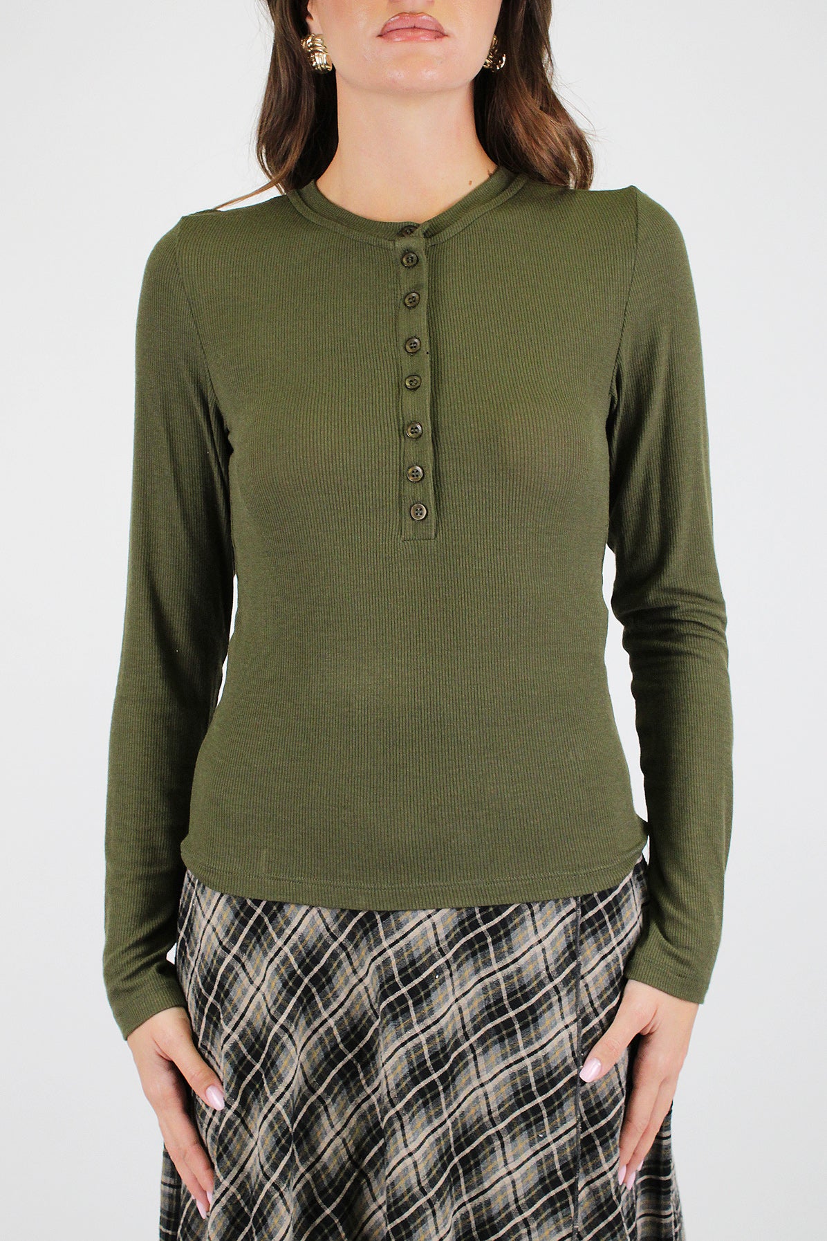 Dixie - Maglia serafino a costine basic in misto cashmere