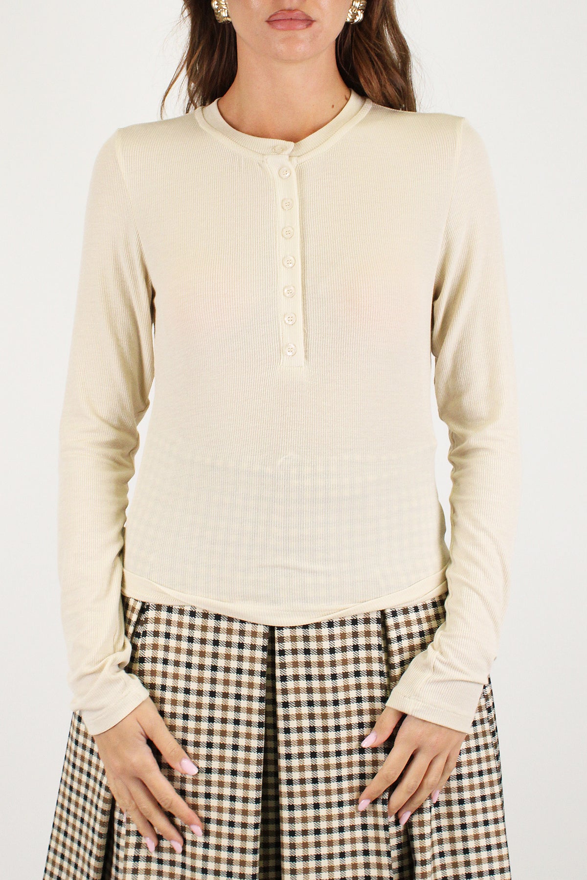 Dixie - Maglia serafino a costine basic in misto cashmere