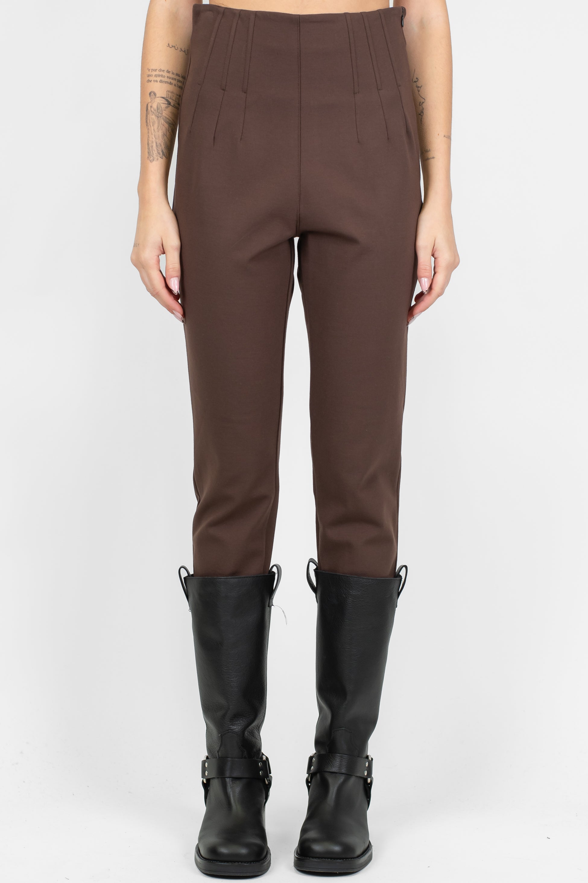 Tensione in - Leggings con pinces con chiusura zip laterale