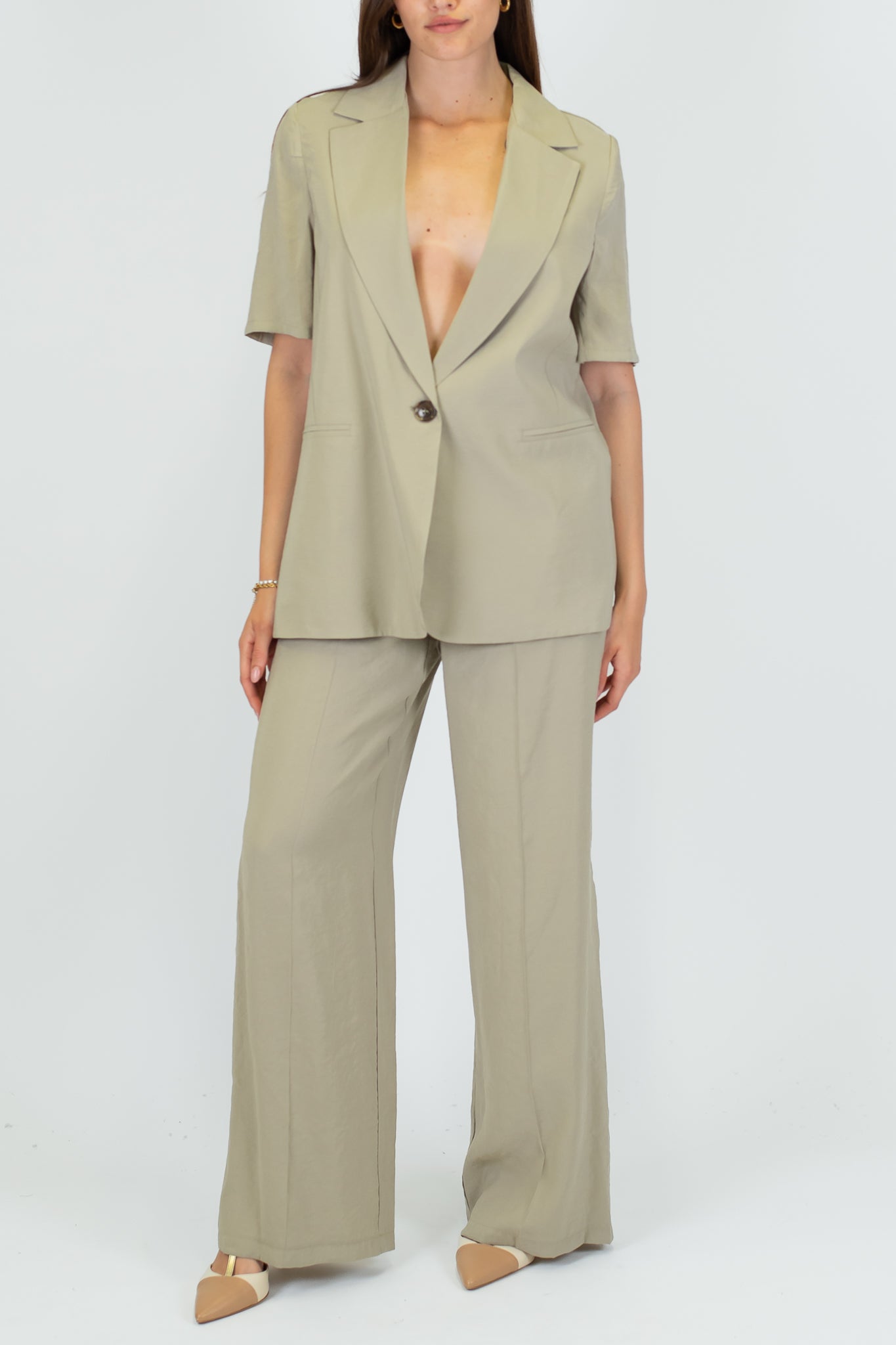 Haveone - Giacca monopetto mezza manica in modal