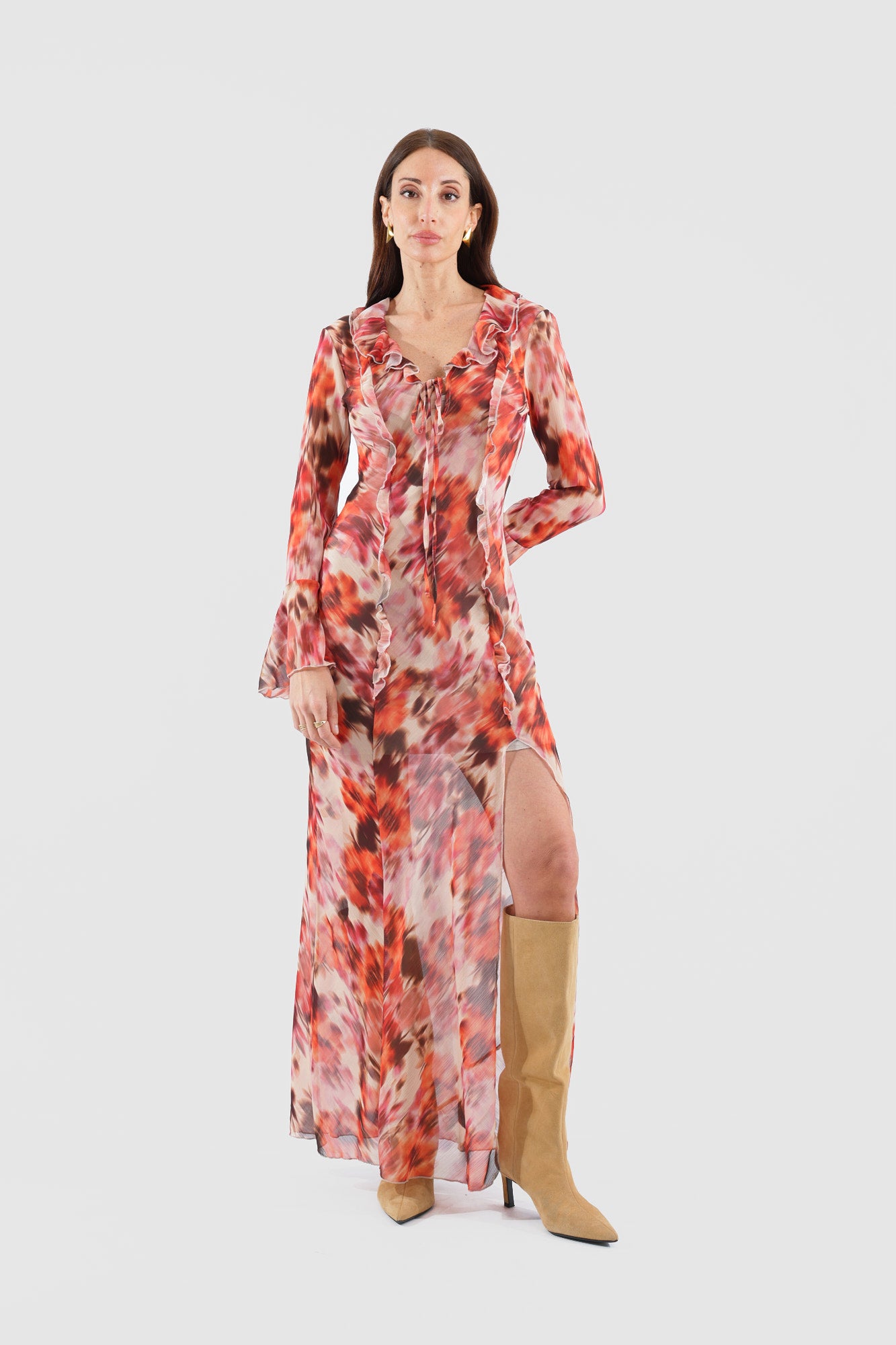 Haveone - Abito lungo fantasia multicolor