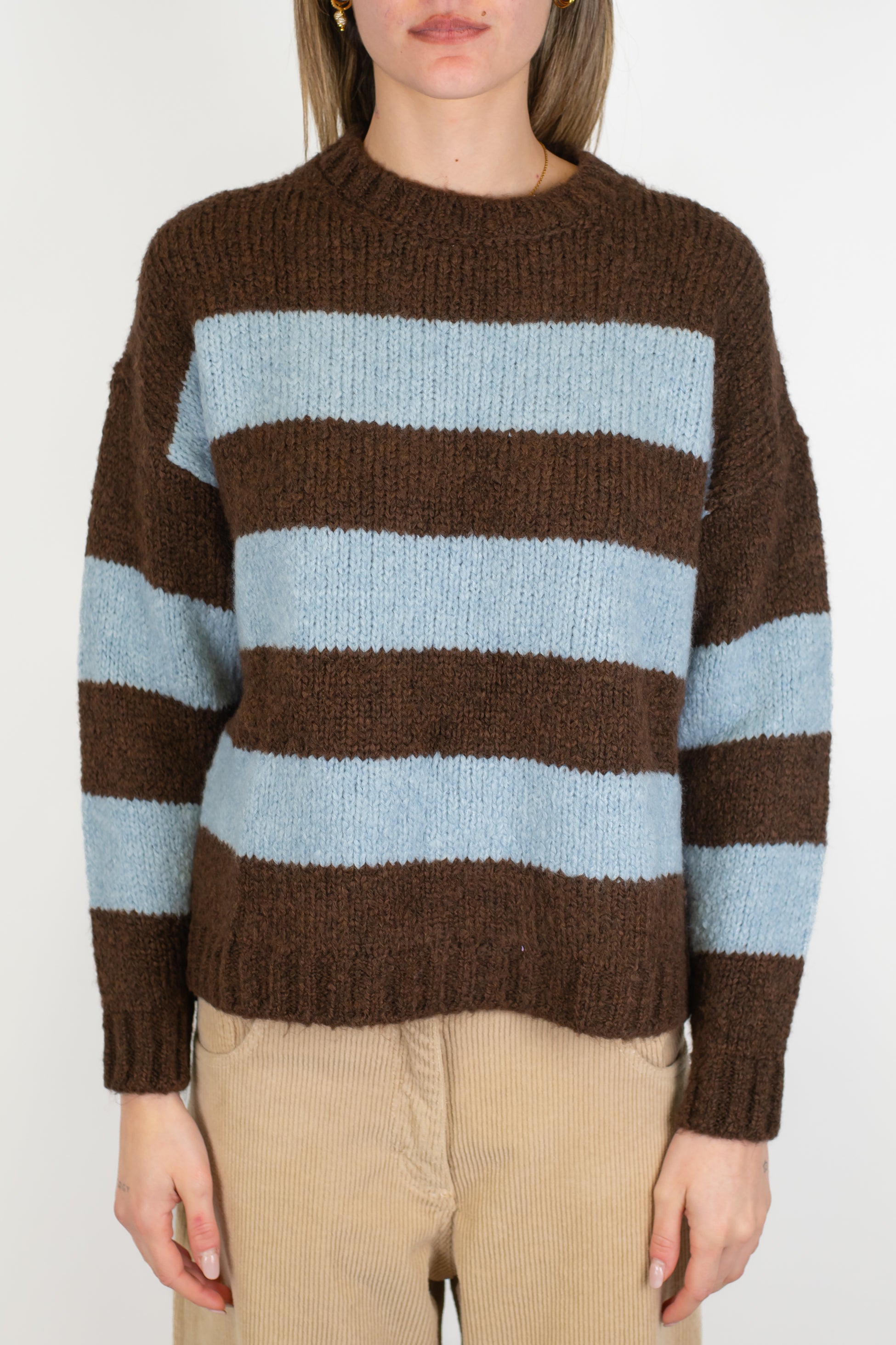 Tensione in - Maglia girocollo fantasia righe in misto lana