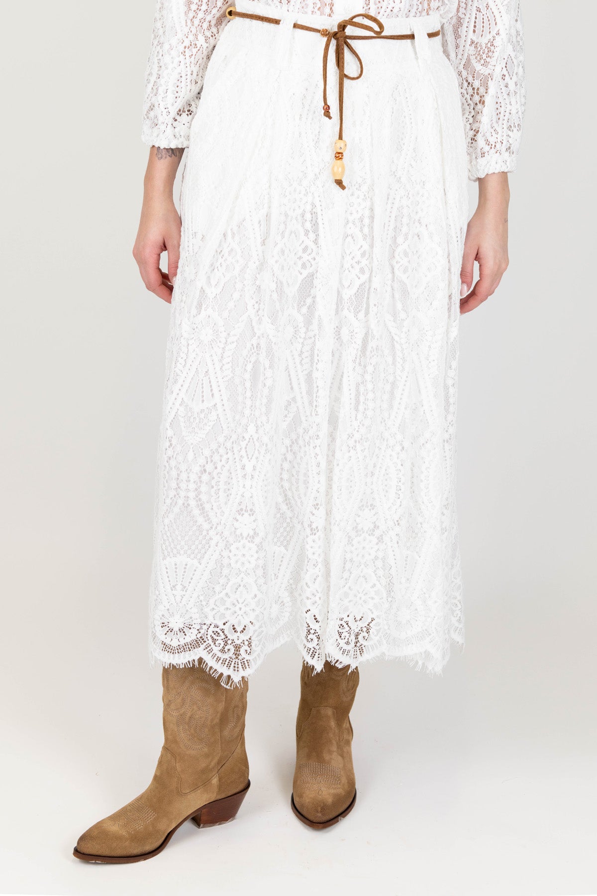 Motel - Gonna in pizzo e crochet con elastico in vita