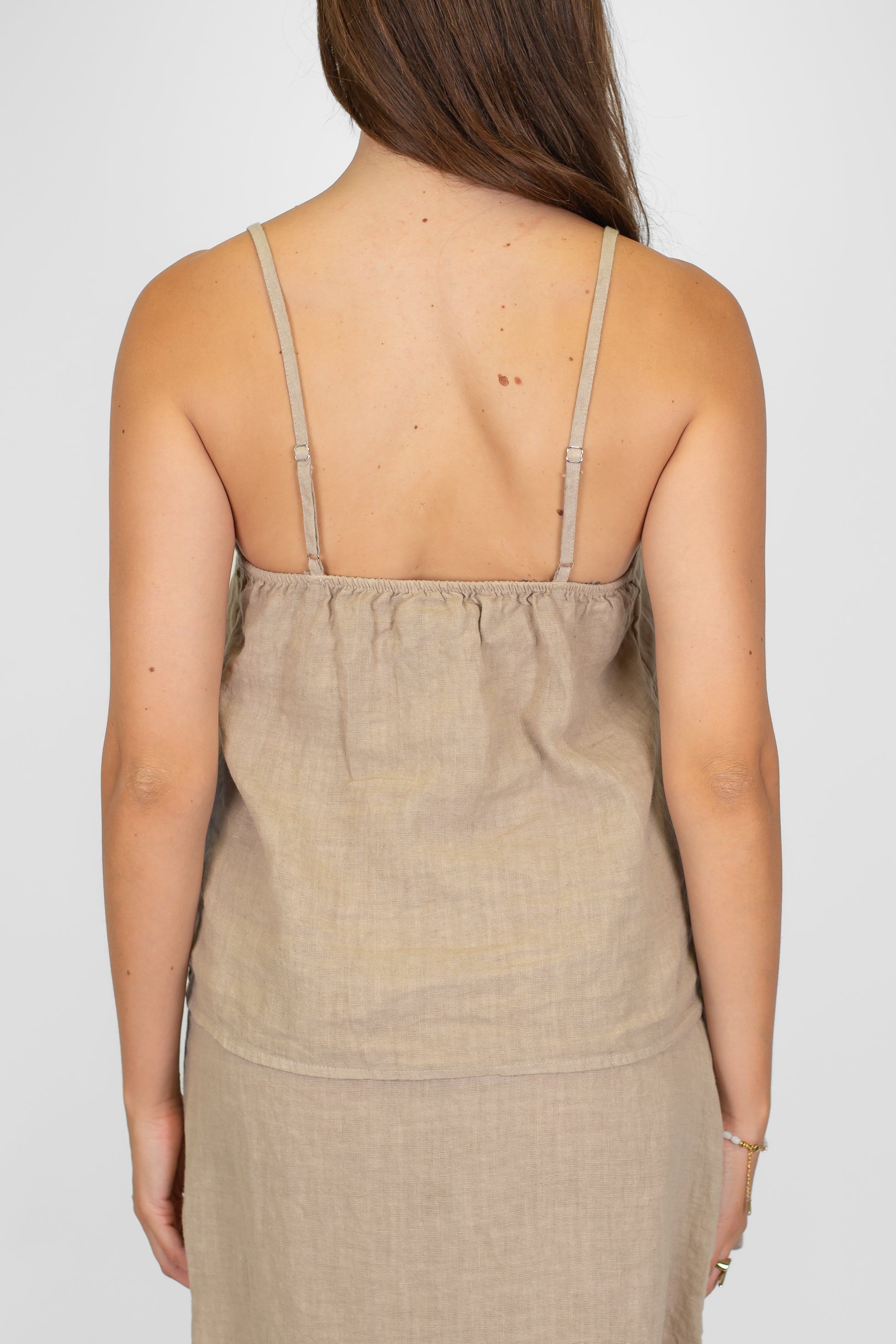 Haveone - Top con spalline regolabili in lino