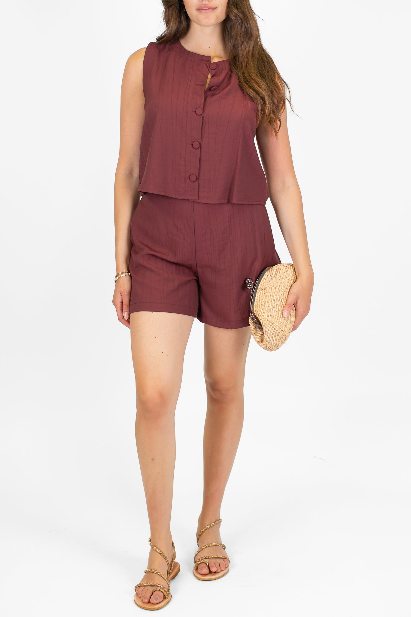 Tensione in - Coordinato gilet e shorts in viscosa leggera