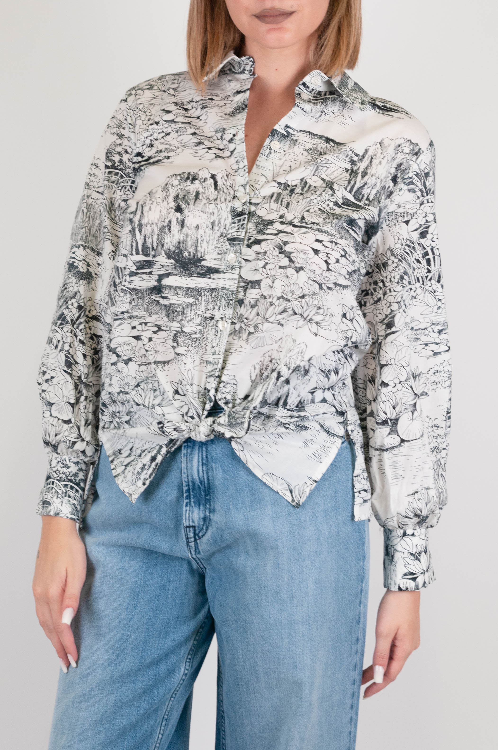 Dixie - Camicia fantasia floreale disegnata in mussola di cotone