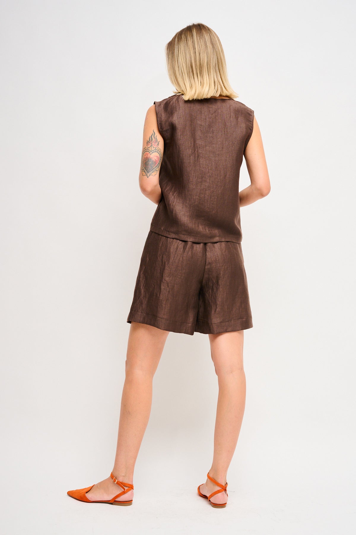 Maryley - Short in lino con pinces