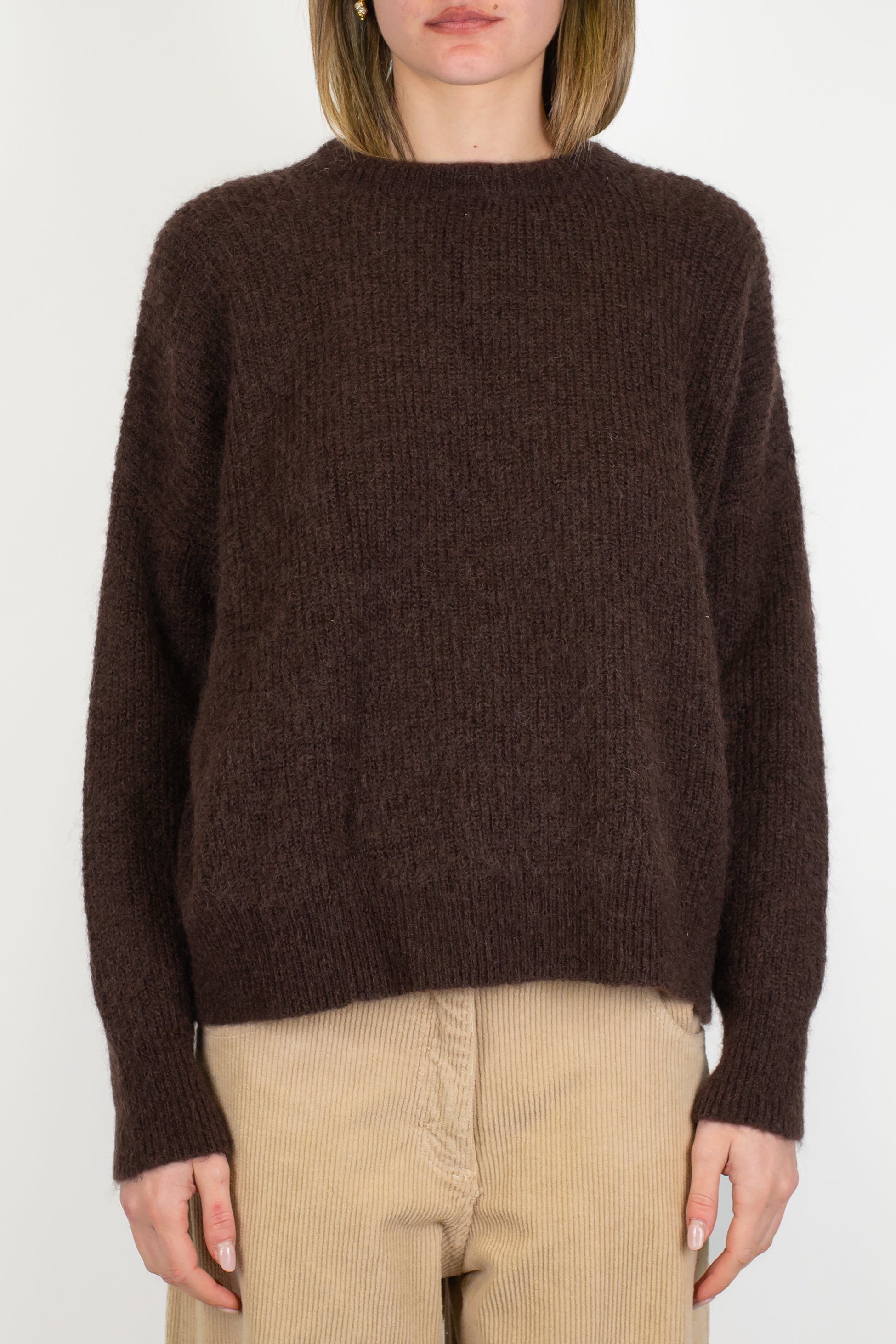 Tensione in - Maglia a scatola in misto lana con costine