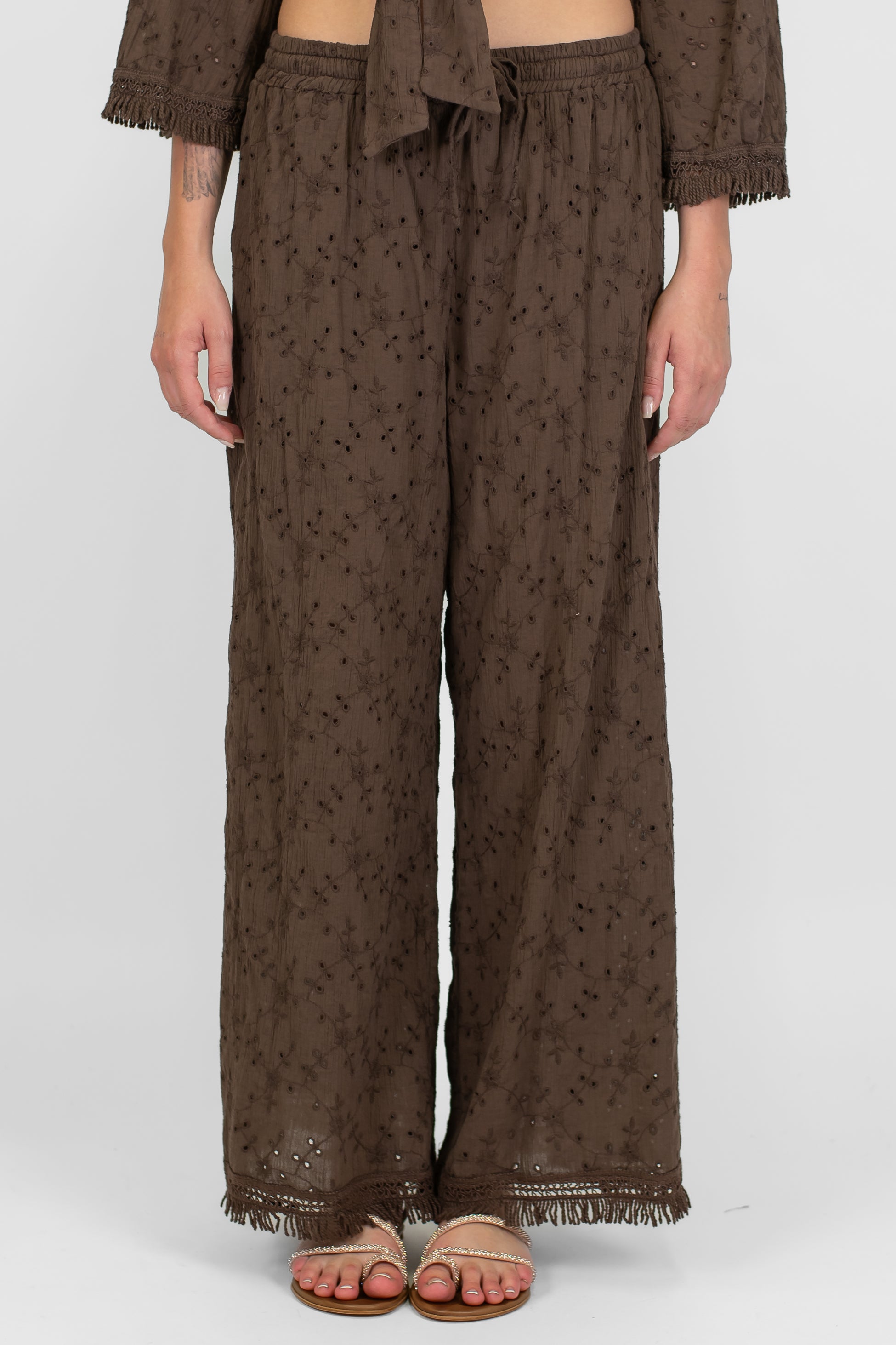 Haveone - Coordinato pantalone più top in pizzo san gallo