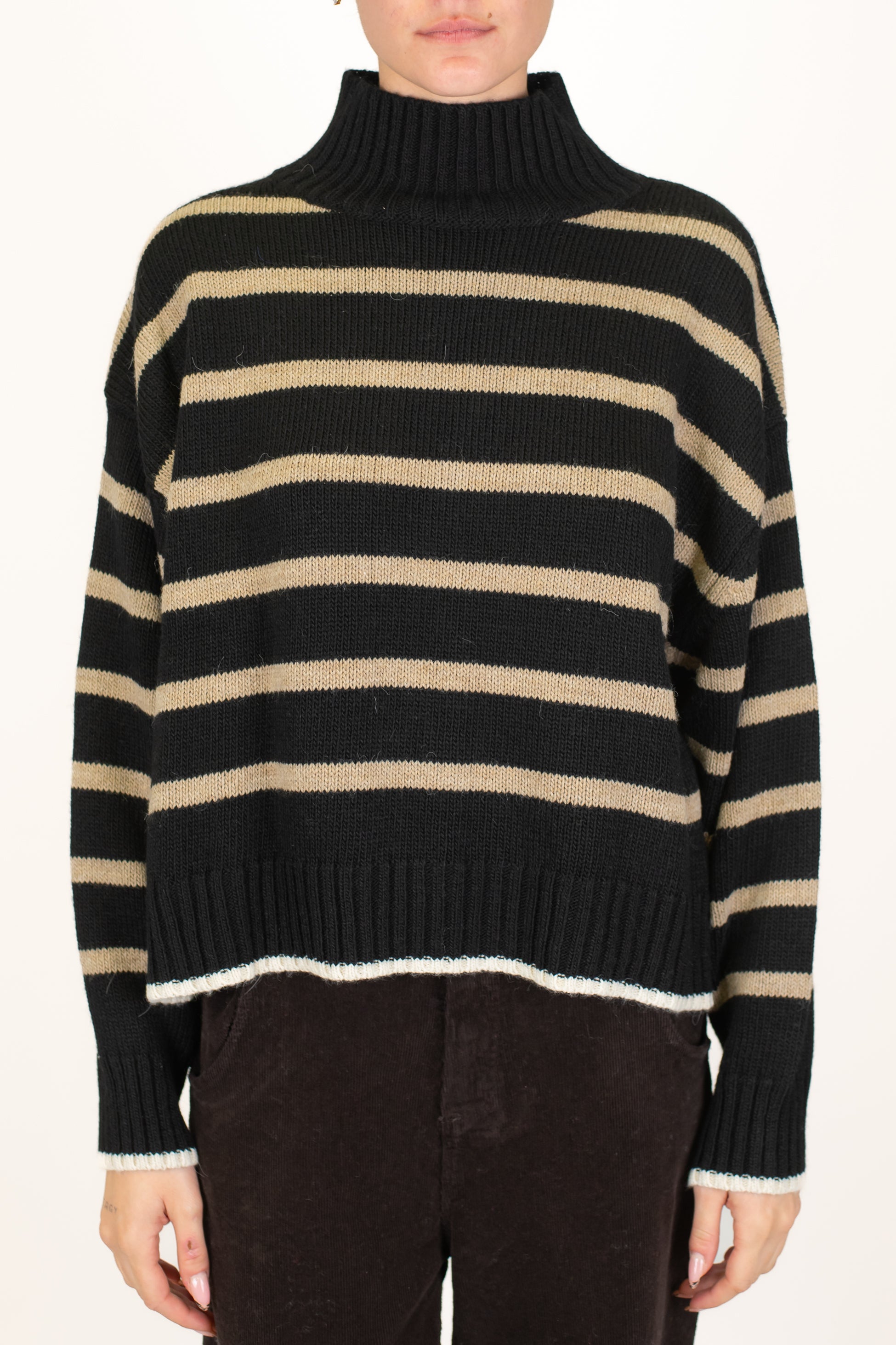 Motel - Lupetto fantasia a righe in misto lana con fondo a contrasto