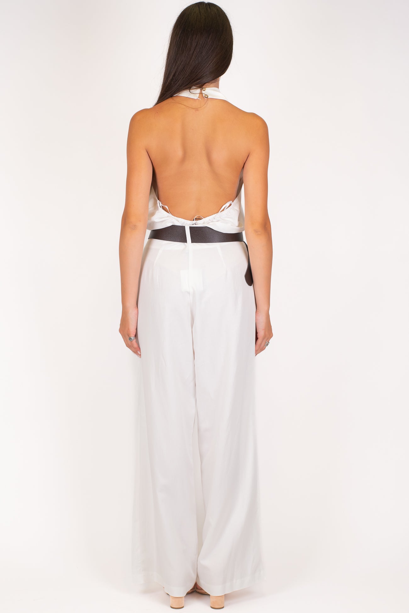 Dixie - Coordinato viscosa/lino Top a fascia incrociato e pantalone palazzo
