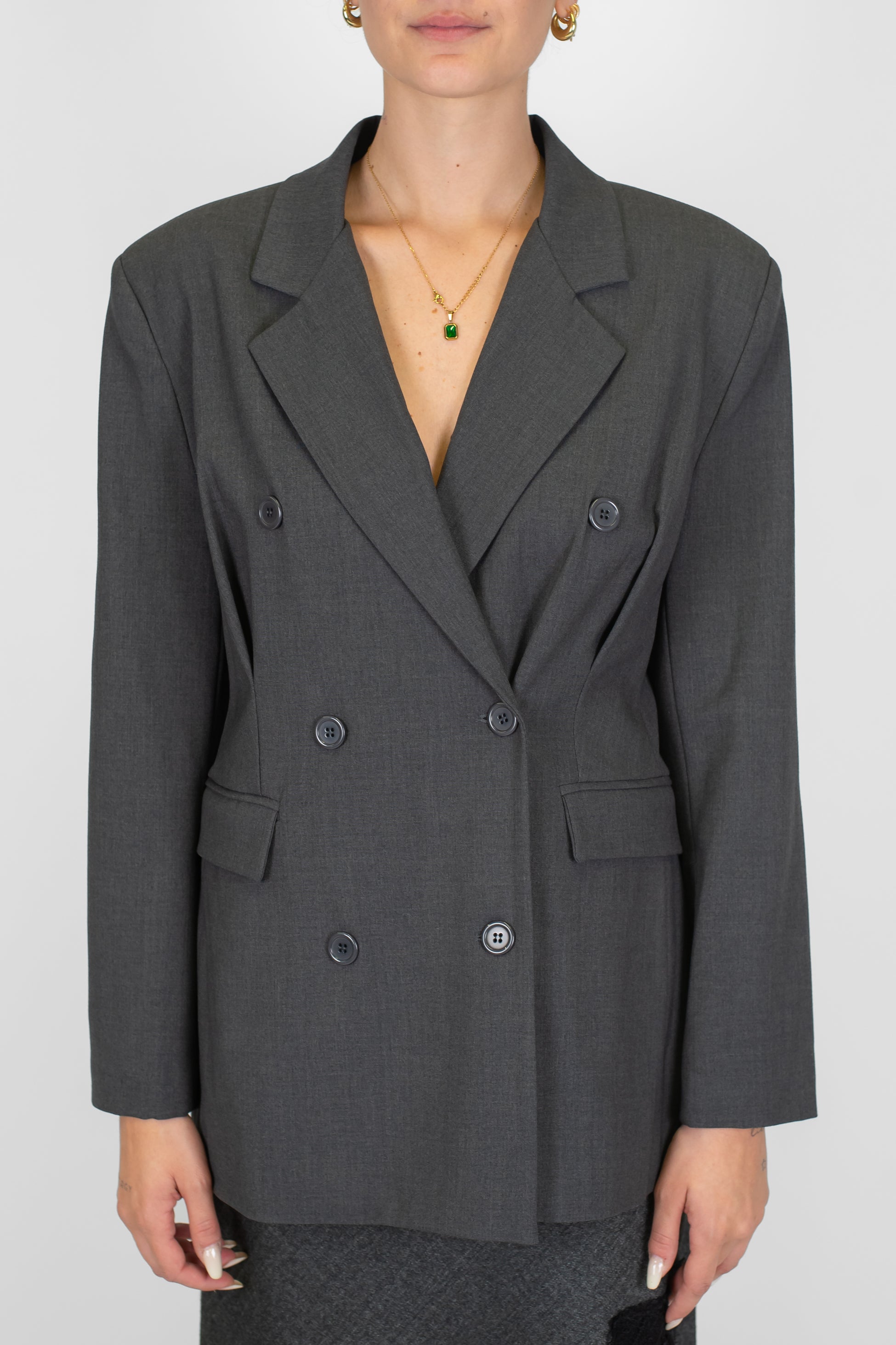 Dixie - Giacca doppiopetto avvitata con arriccio sul retro