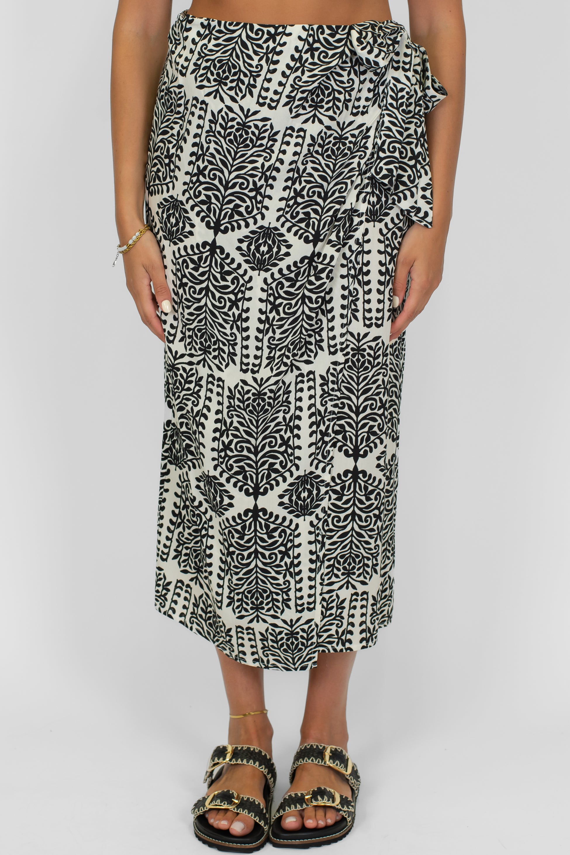 Tensione in - Gonna pareo a portafoglio fantasia astratta in viscosa