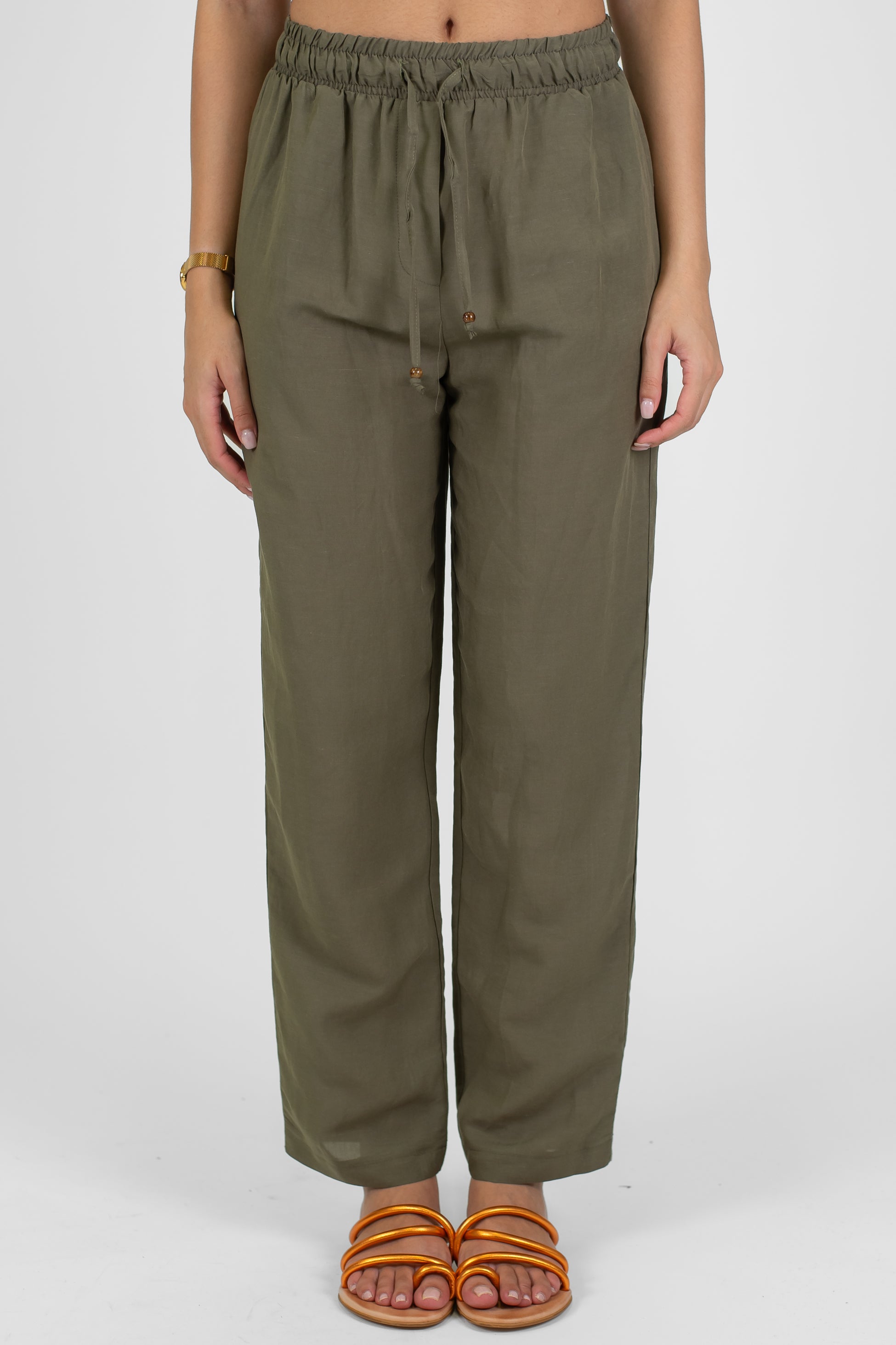 Motel - Pantalone in misto lino e viscosa con coulisse