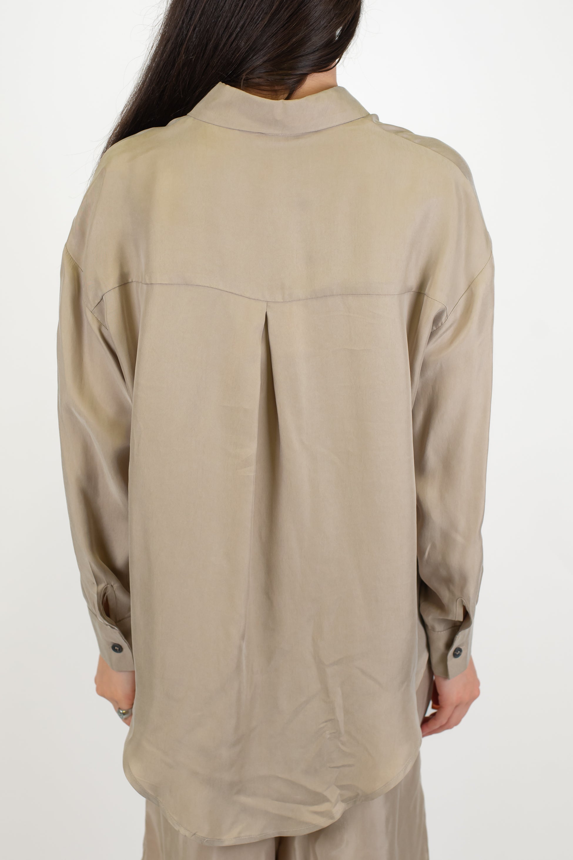 Tensione in - Camicia tinta unita in cupro