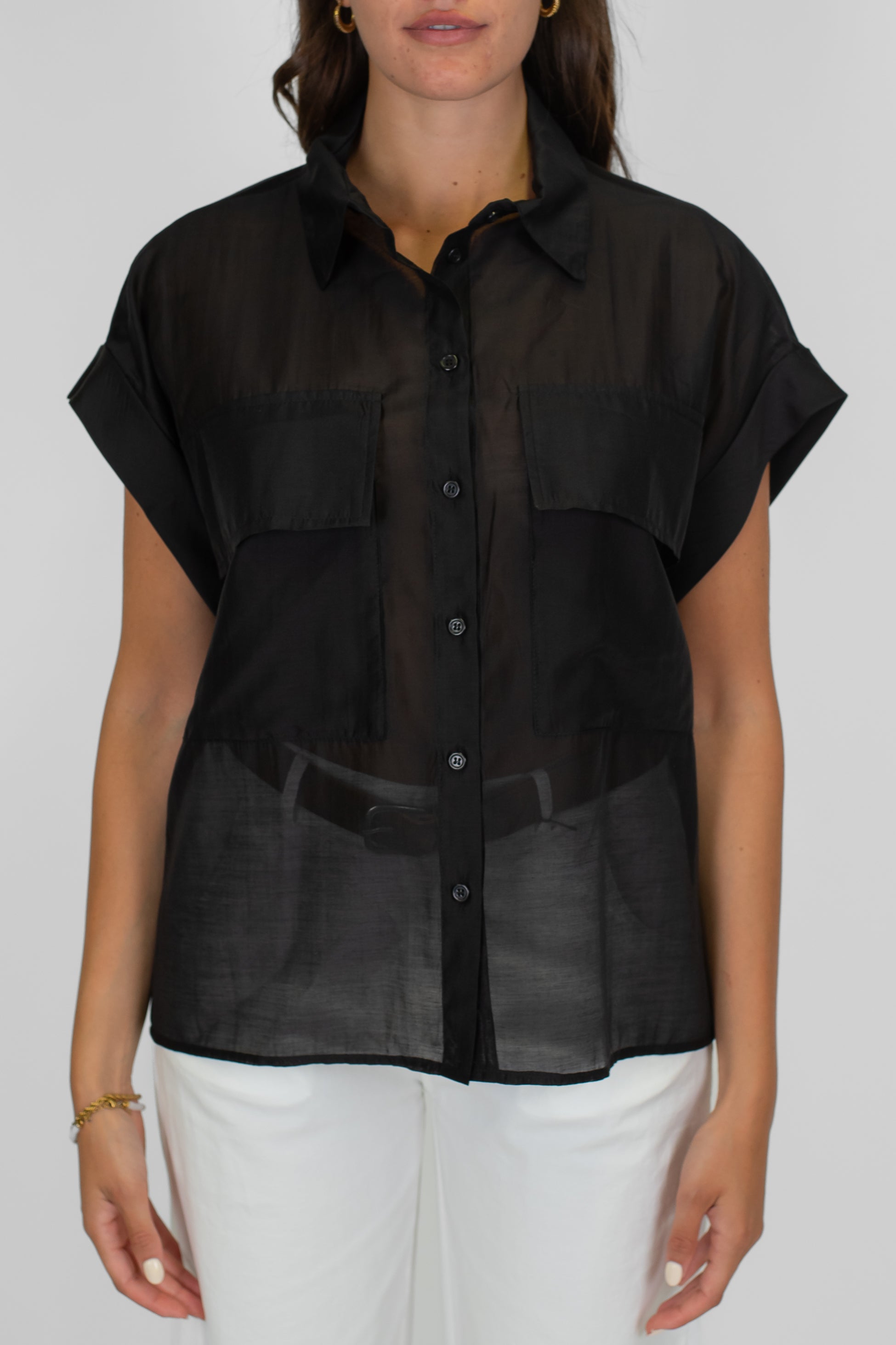 Dixie - Camicia mezzamanica in lyocell con tasconi