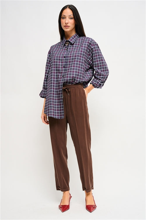 Maryley - Pantalone sigaretta con coulisse