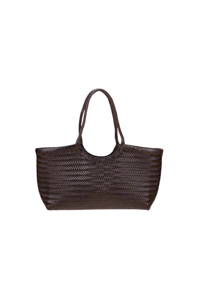 Borsa a barca in vera pelle intreccio spigato