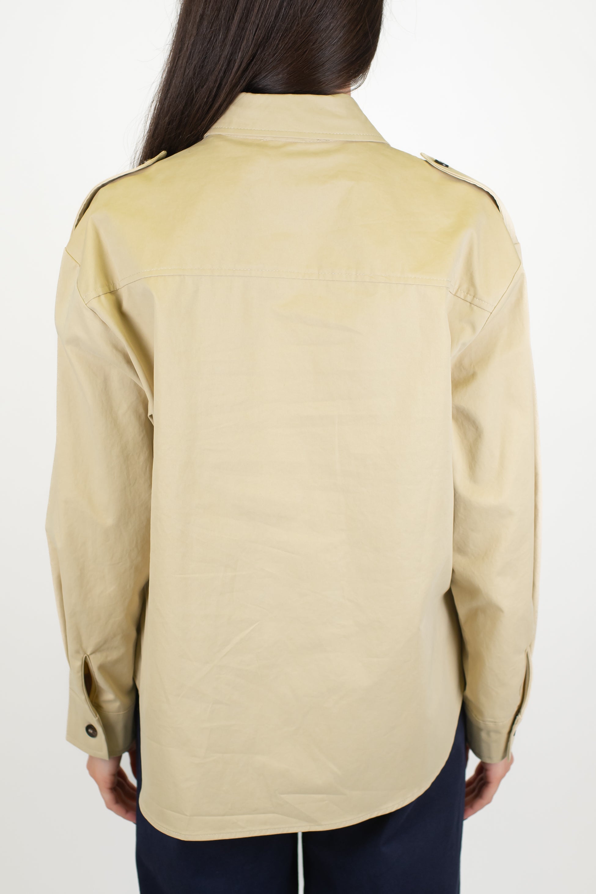 Maryley - Camicia in denim con tasconi e spille