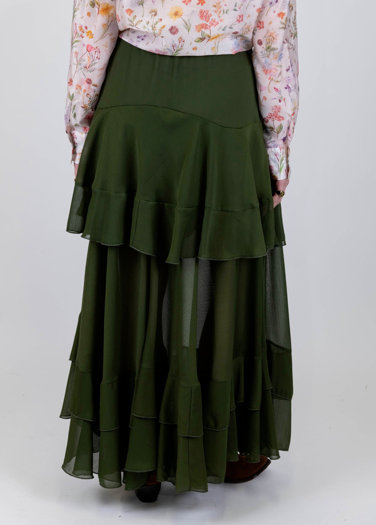 Haveone - Gonna con balze e fodera interna ed elastico in vita