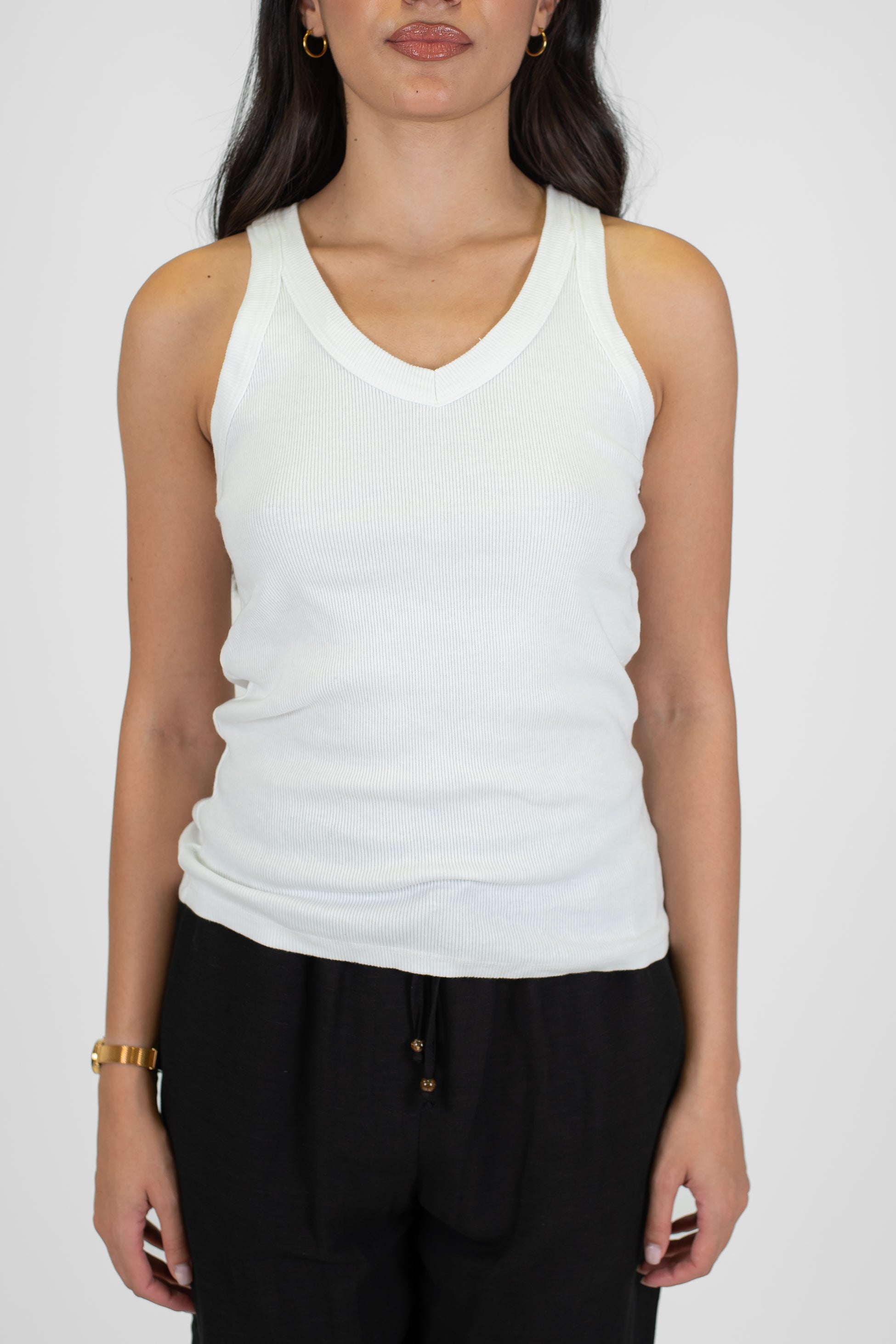 Tensione in - Canotta a costine in cotone