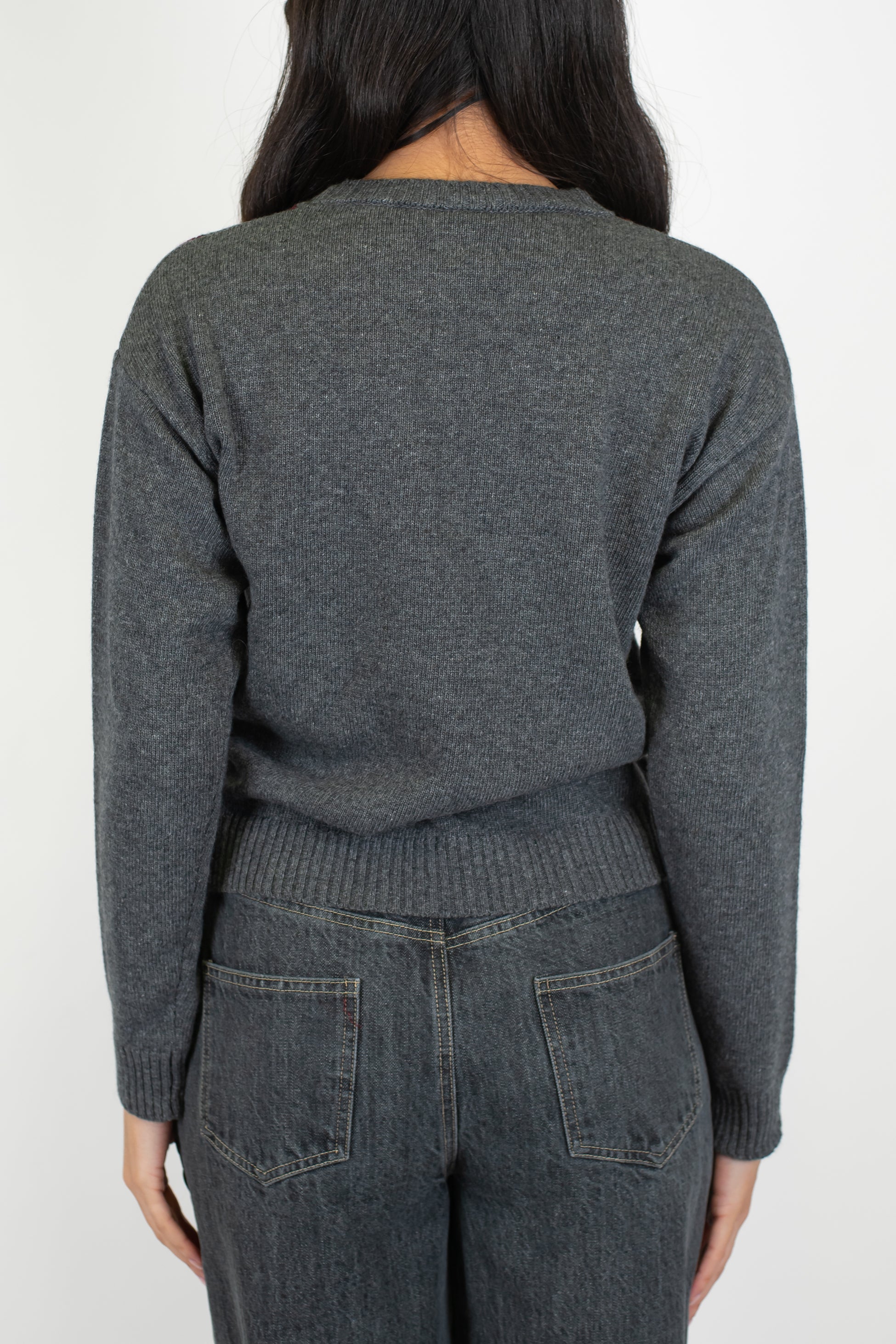 Tensione in - Maglia girocollo fantasia rombi a contrasto in misto lana e cashmere