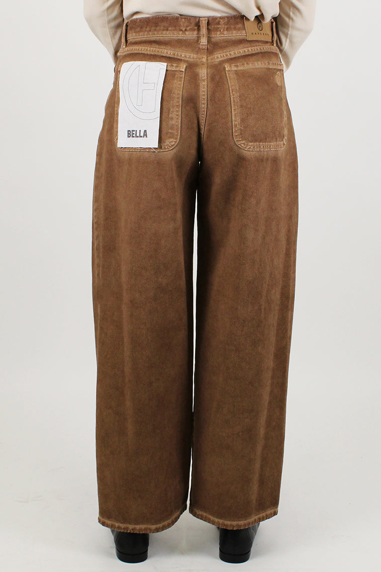 Haveone - Pantalone palazzo in denim colorato modello Bella