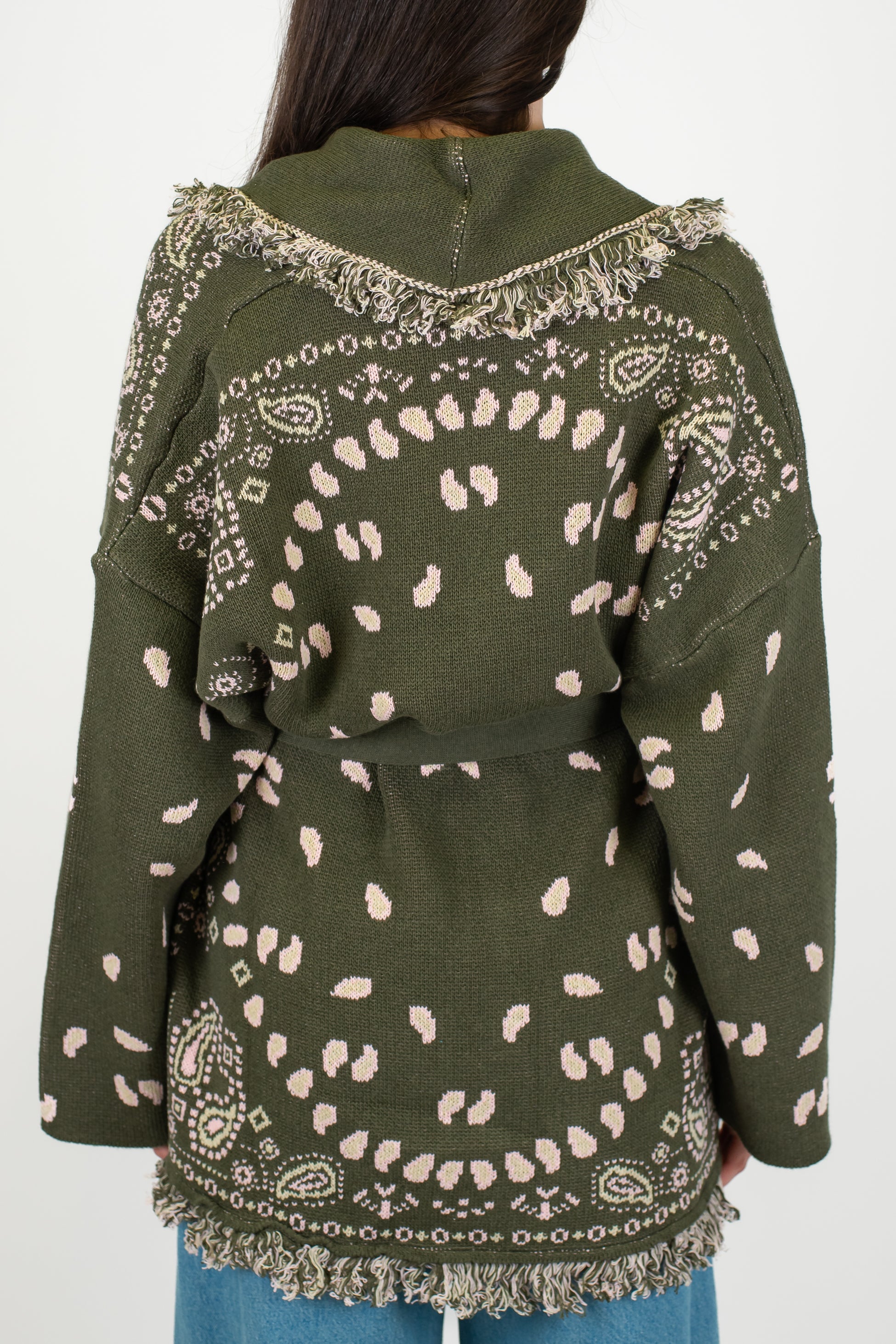 Tensione in - Cardigan fantasia bandana con frange