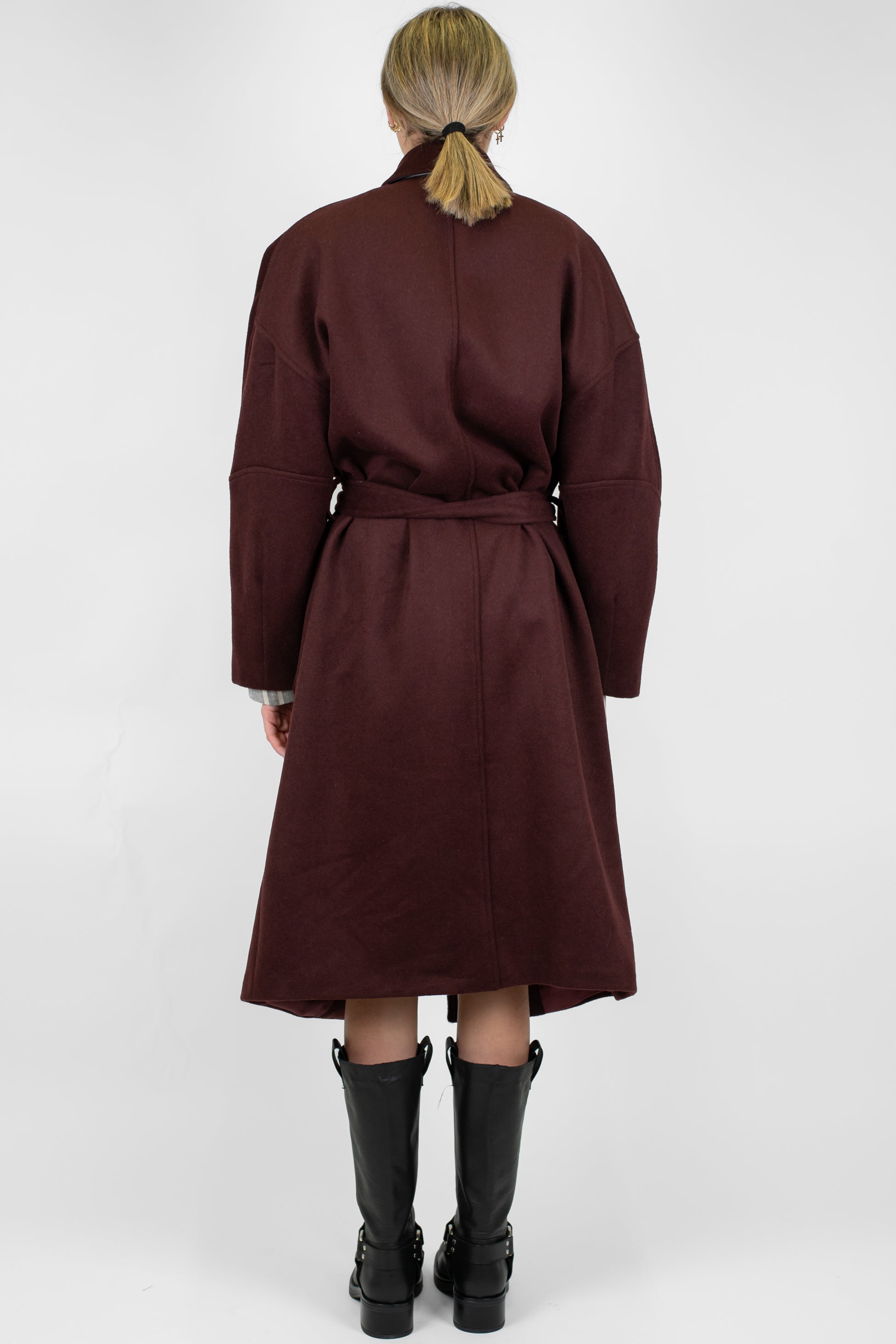 Motel - Cappotto in misto lana con tasconi e cintura in tessuto