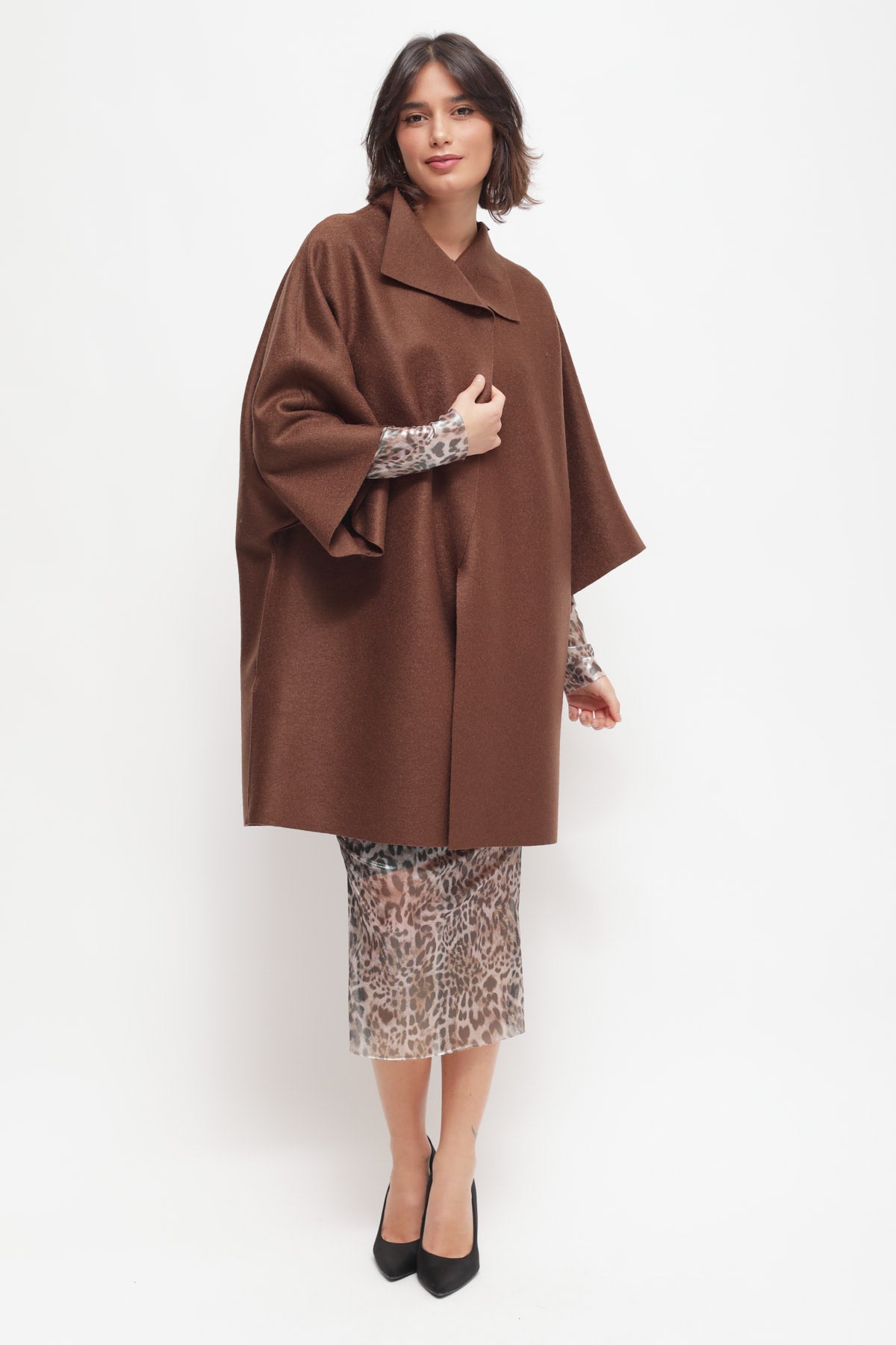 Maryley - Cappa in pura lana con manica tre quarti