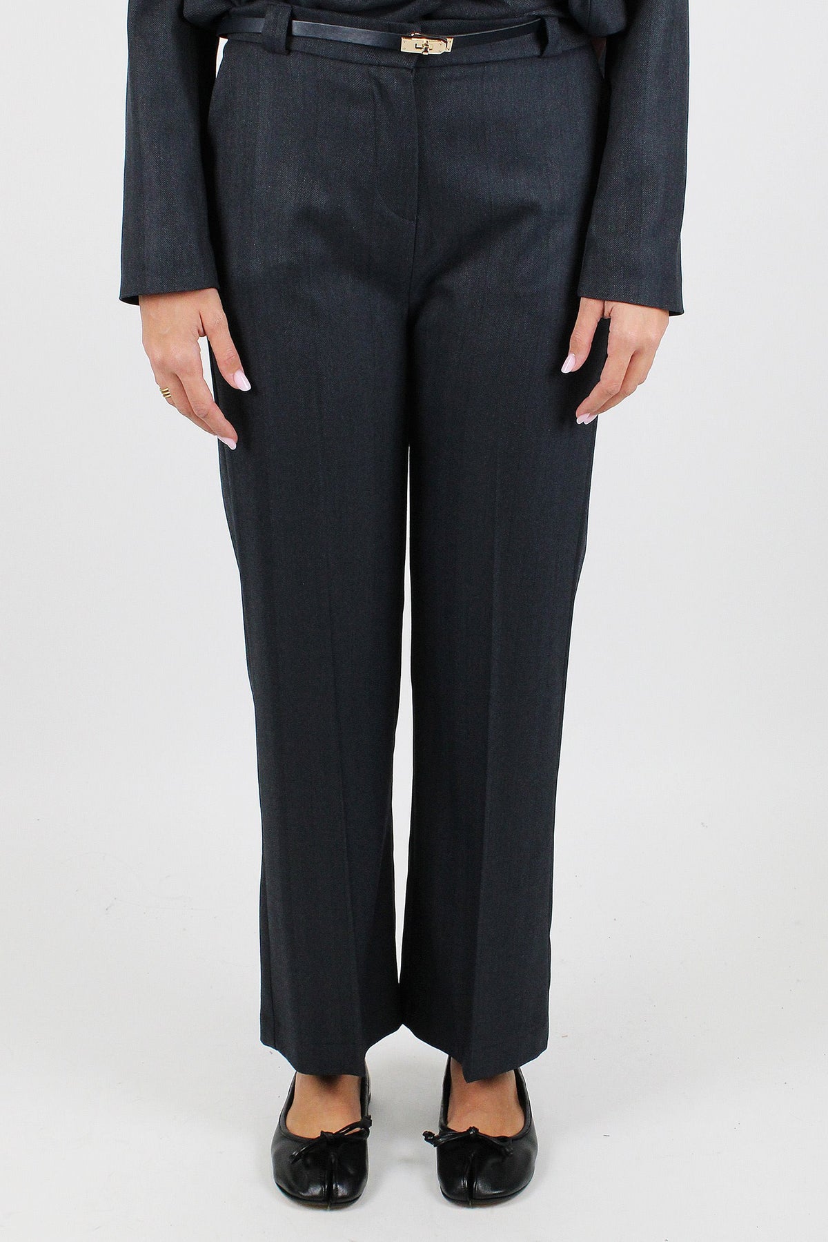 Maryley - Tailleur fantasia spigata con giacca doppiopetto e pantalone regular