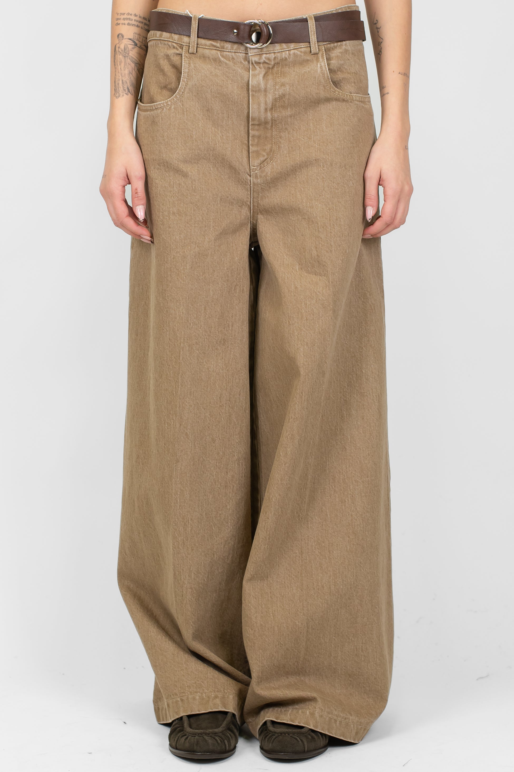 Motel - Pantalone palazzo in denim colorato