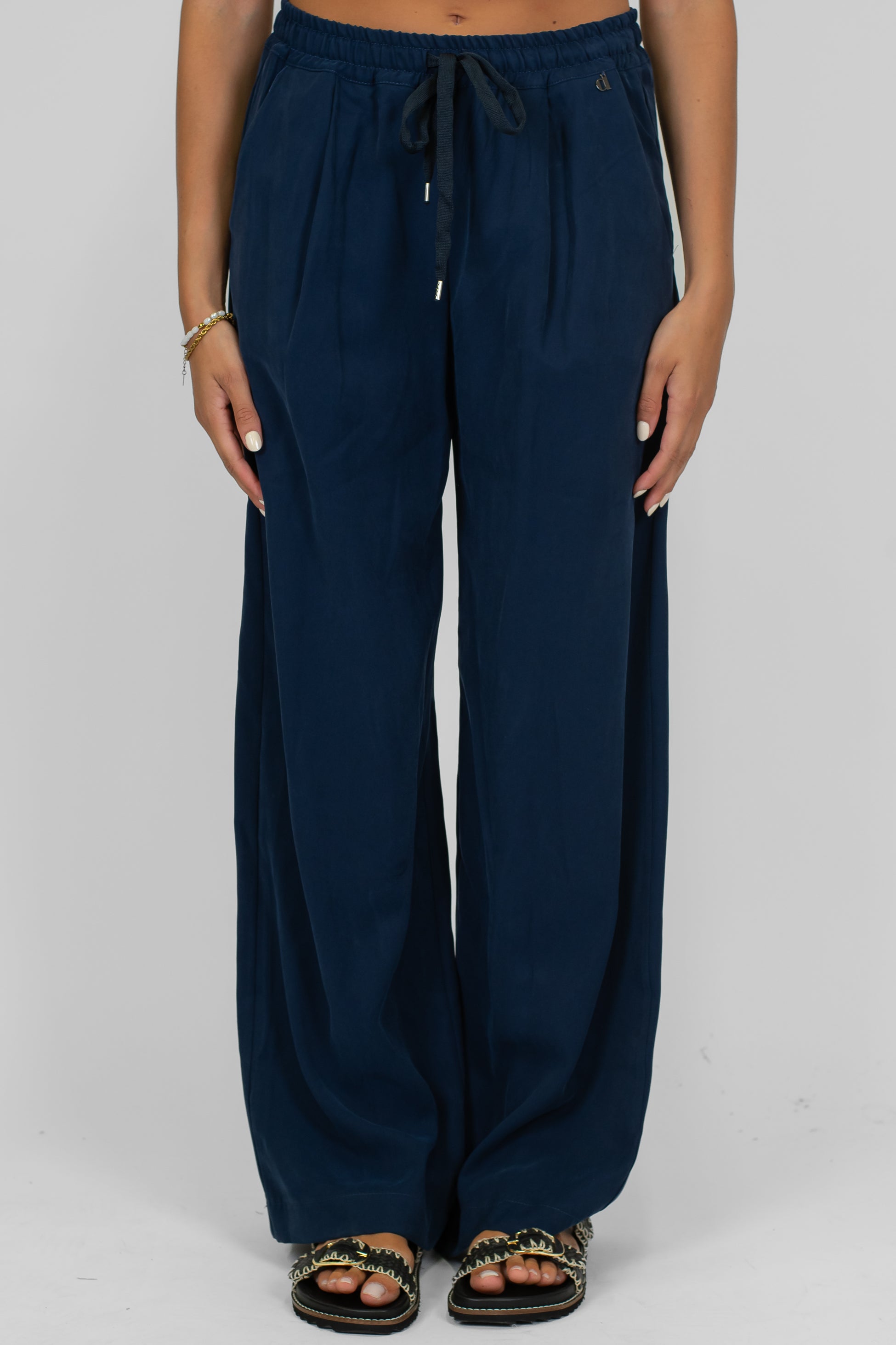 Dixie - Pantalone palazzo in viscosa con coulisse