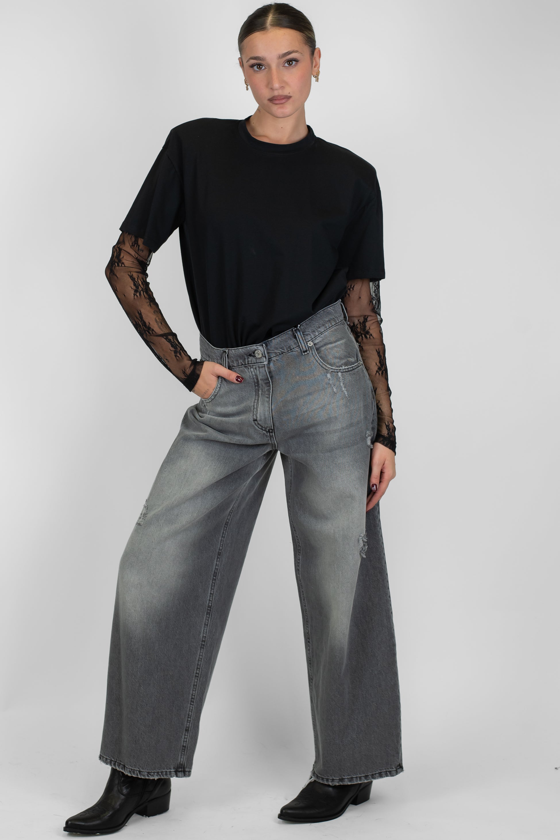 Haveone - Jeans regualr a gamba ampia cmodello Bella lavaggio scuro
