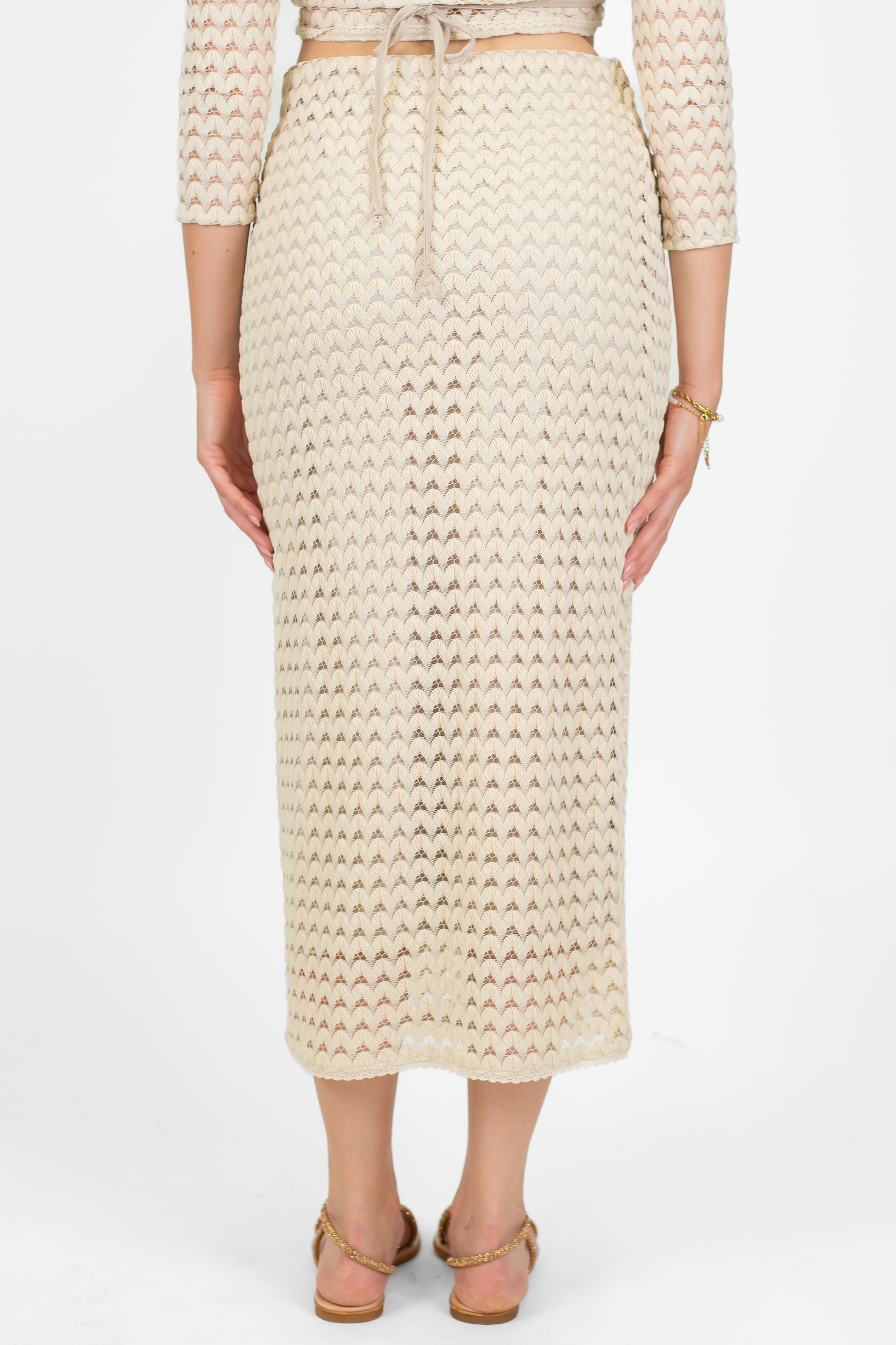 Dixie - Gonna ricamata in crochet con elastico in vita