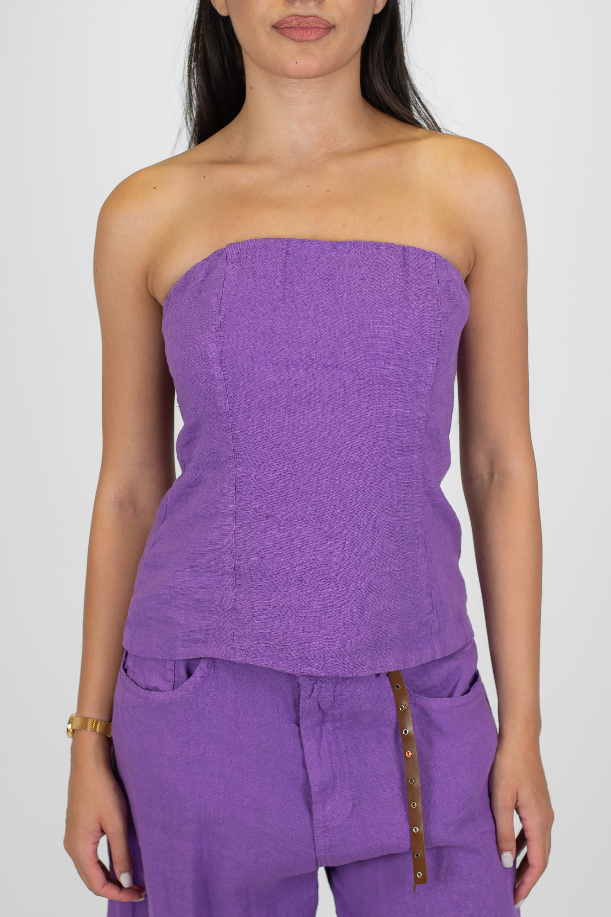 Tensione in - Top a fascia in puro lino