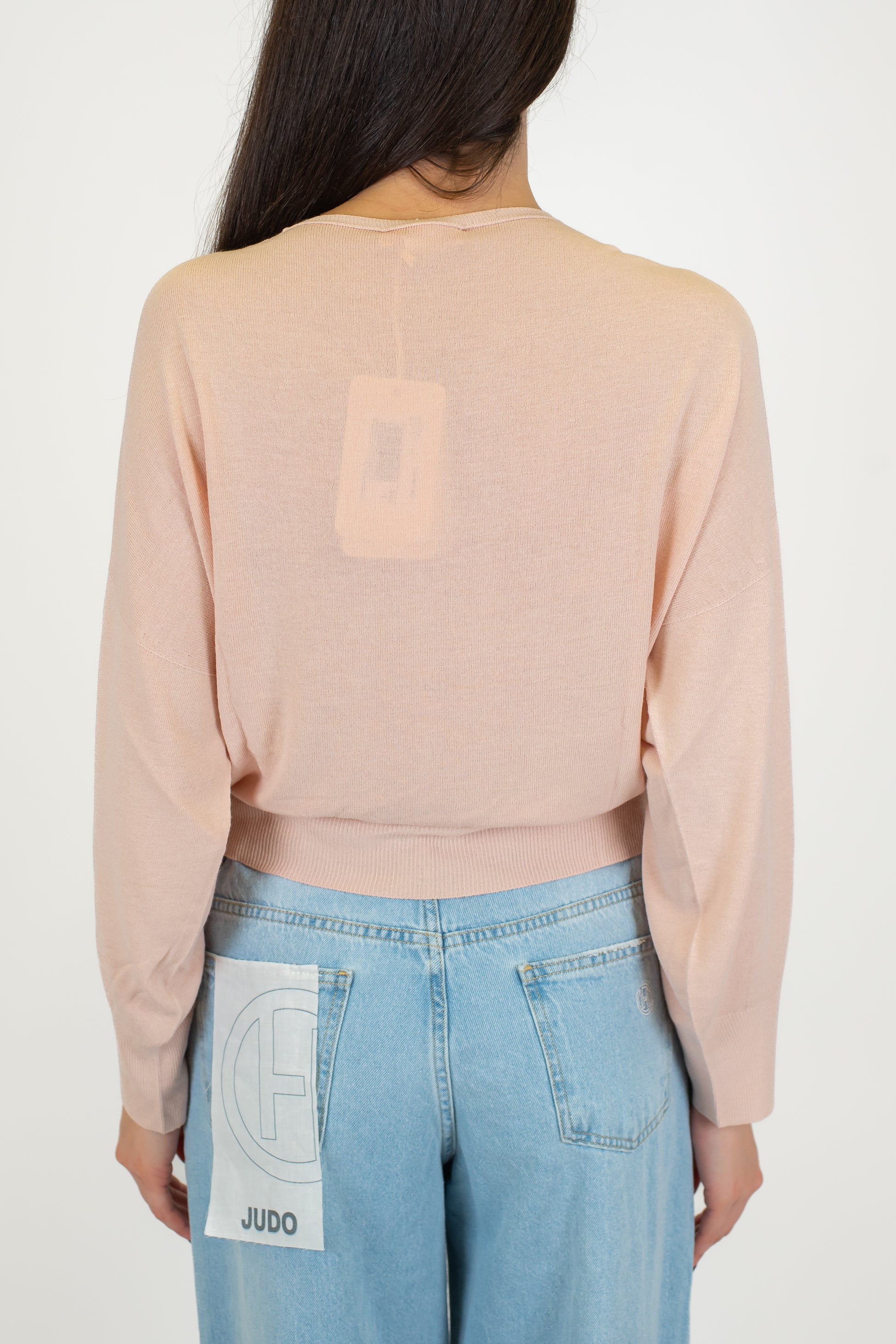 Kontatto - Maglia crop scollo a V in viscosa leggera