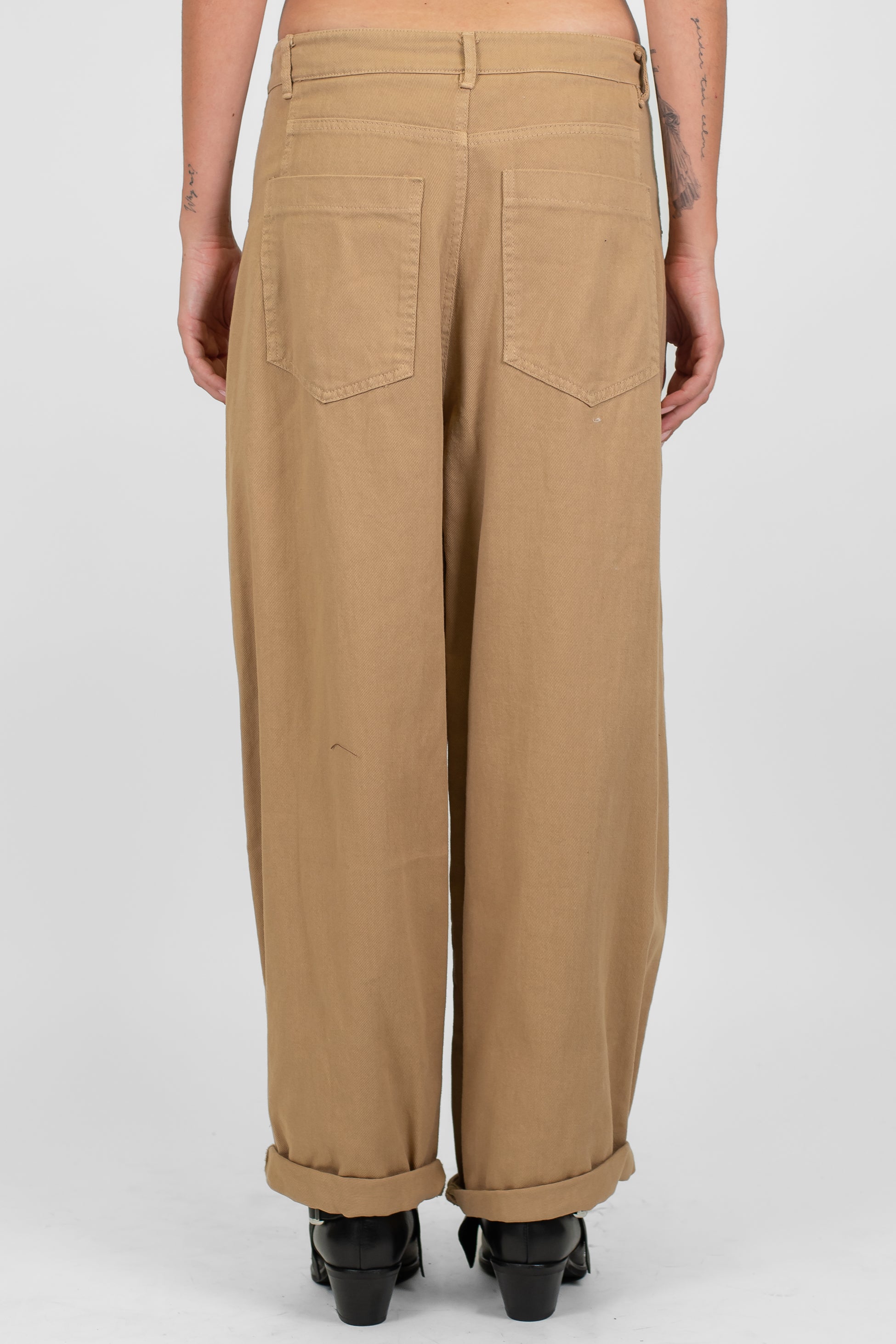 Motel - Pantalone palazzo in denim colorato con coulisse