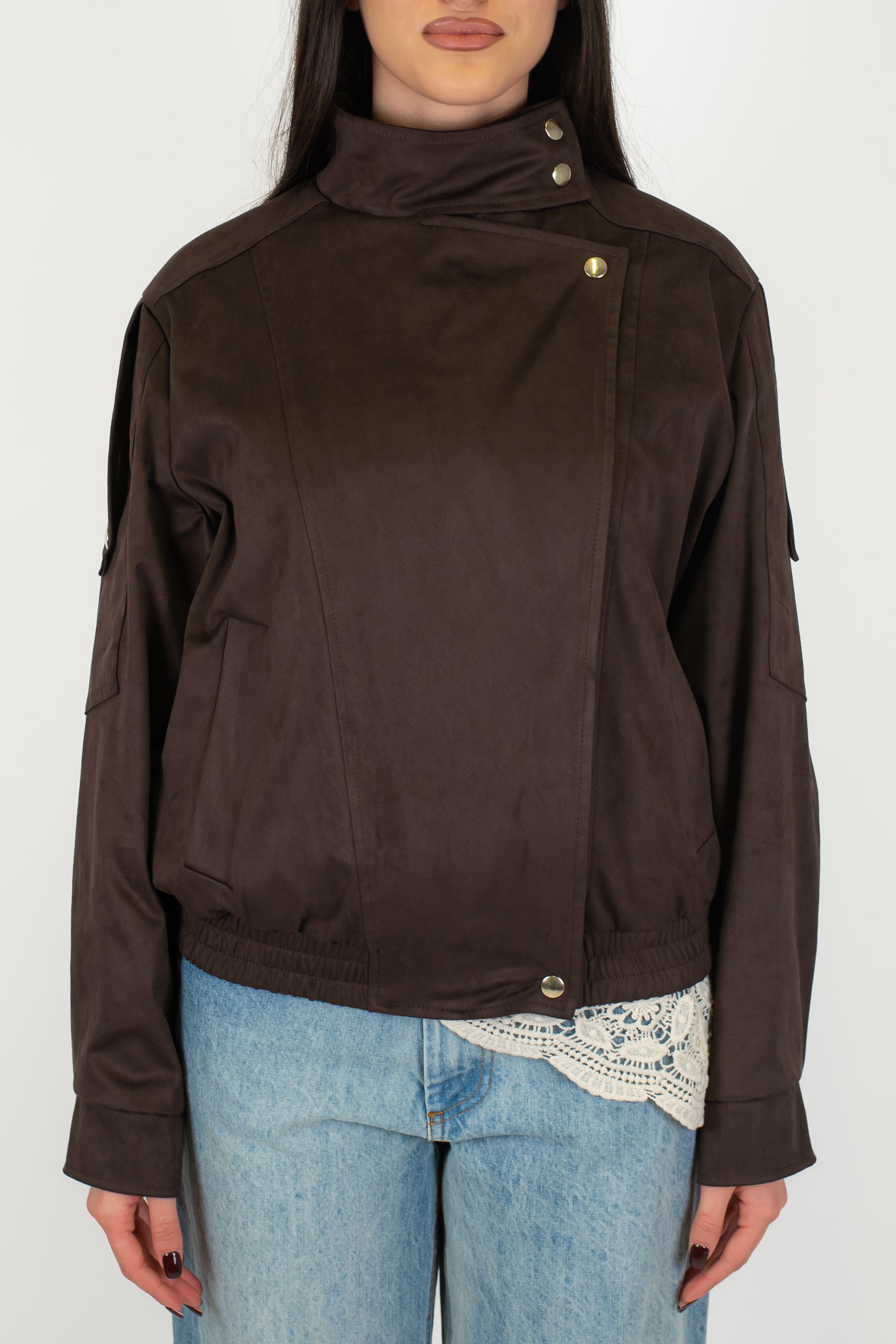 Motel - Giubbino in dainetto con abbottonatura asimmetrica