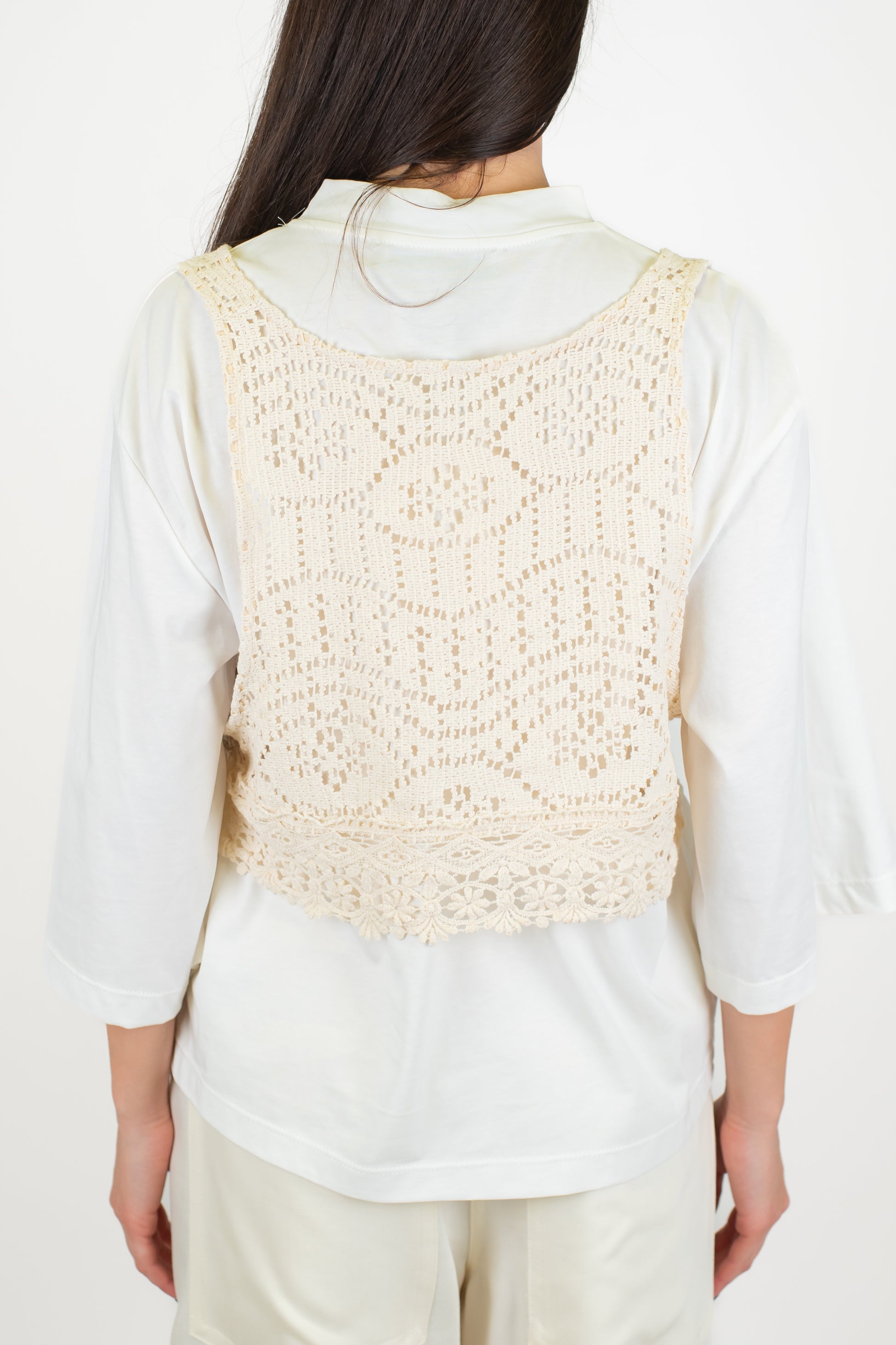 Haveone - T-shirt over con gilet crop in crochet