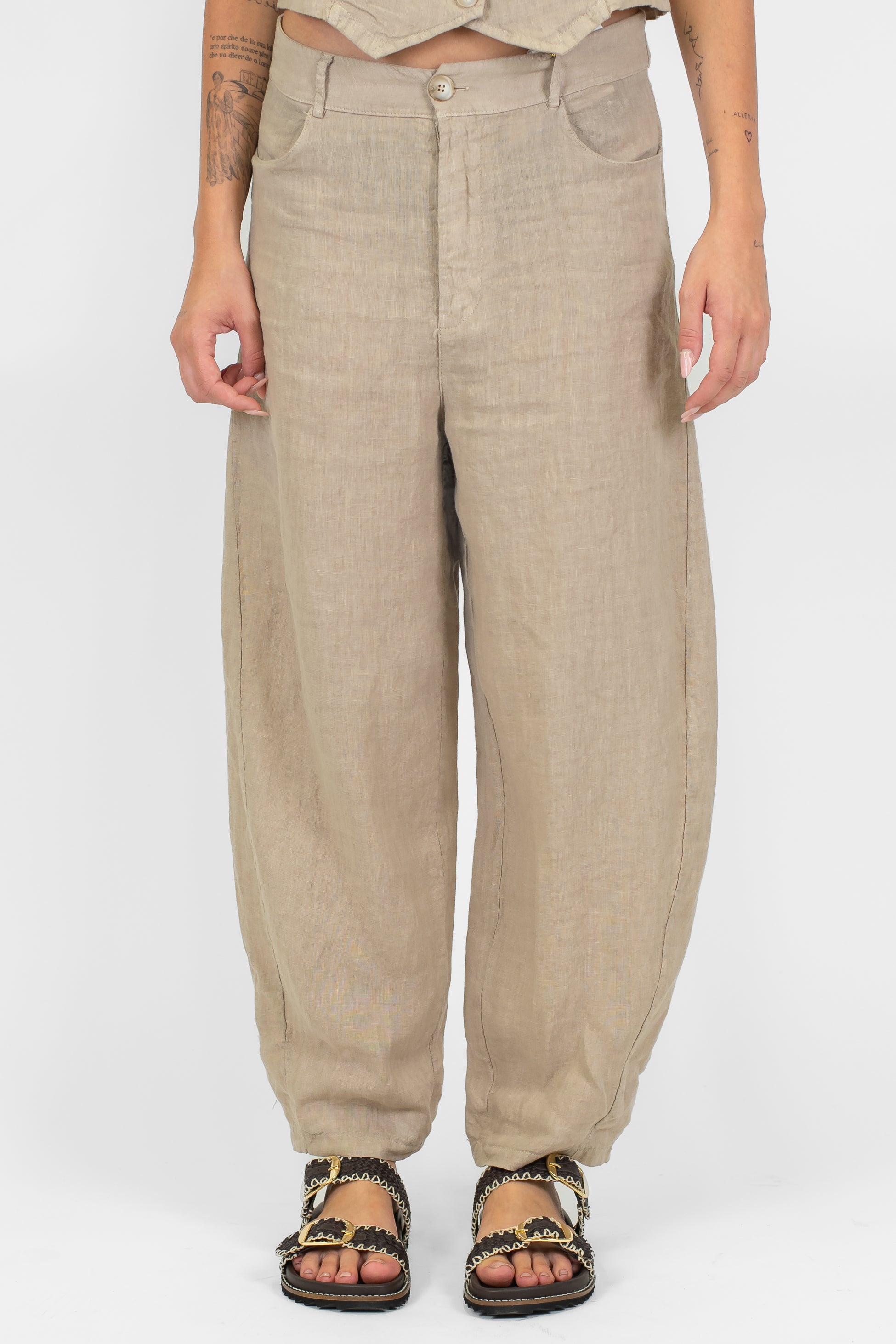 Haveone - Pantalone balloon in puro lino