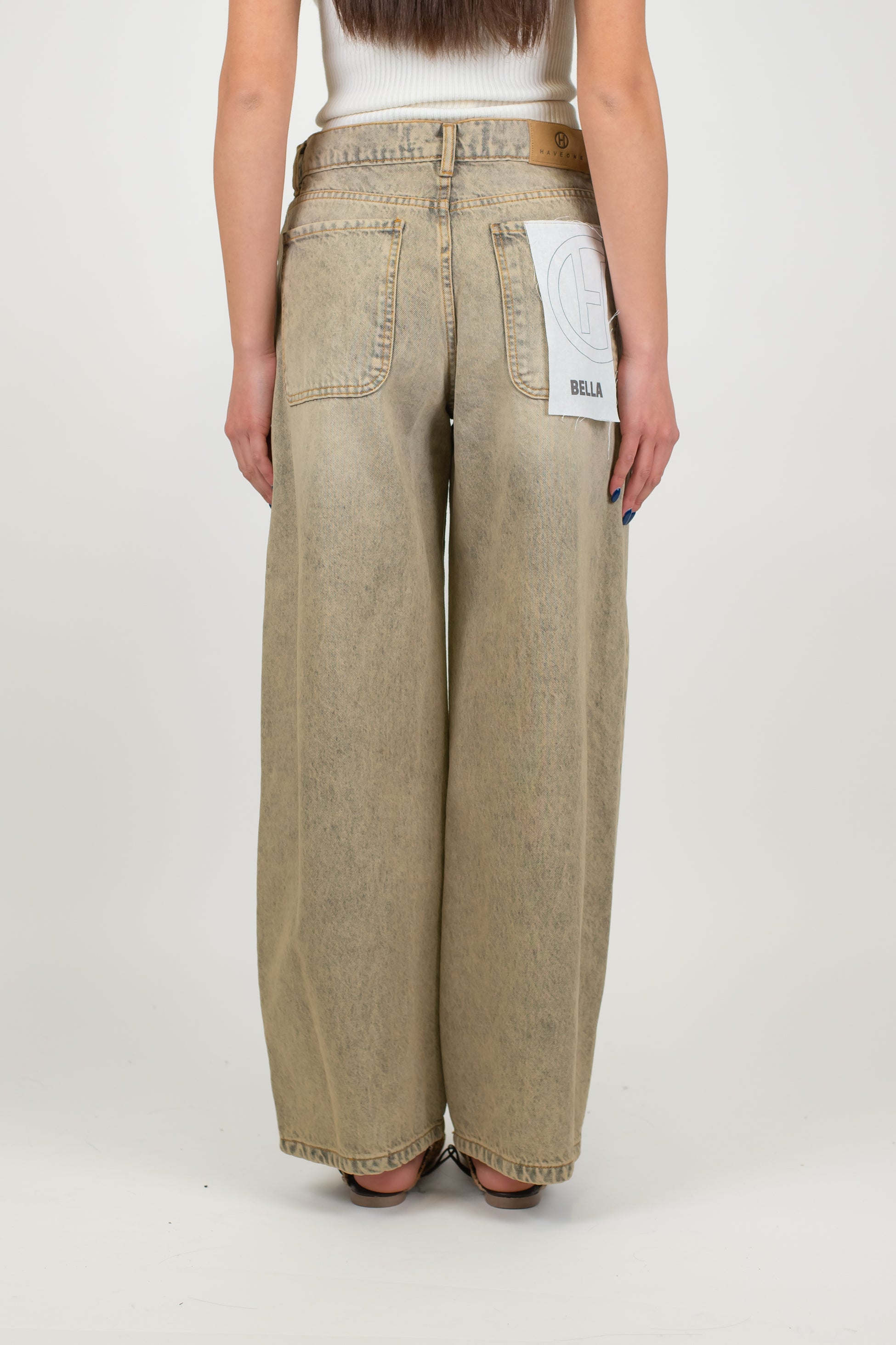 Haveone - Jeans palazzo lavaggio sabbiato modello Bella