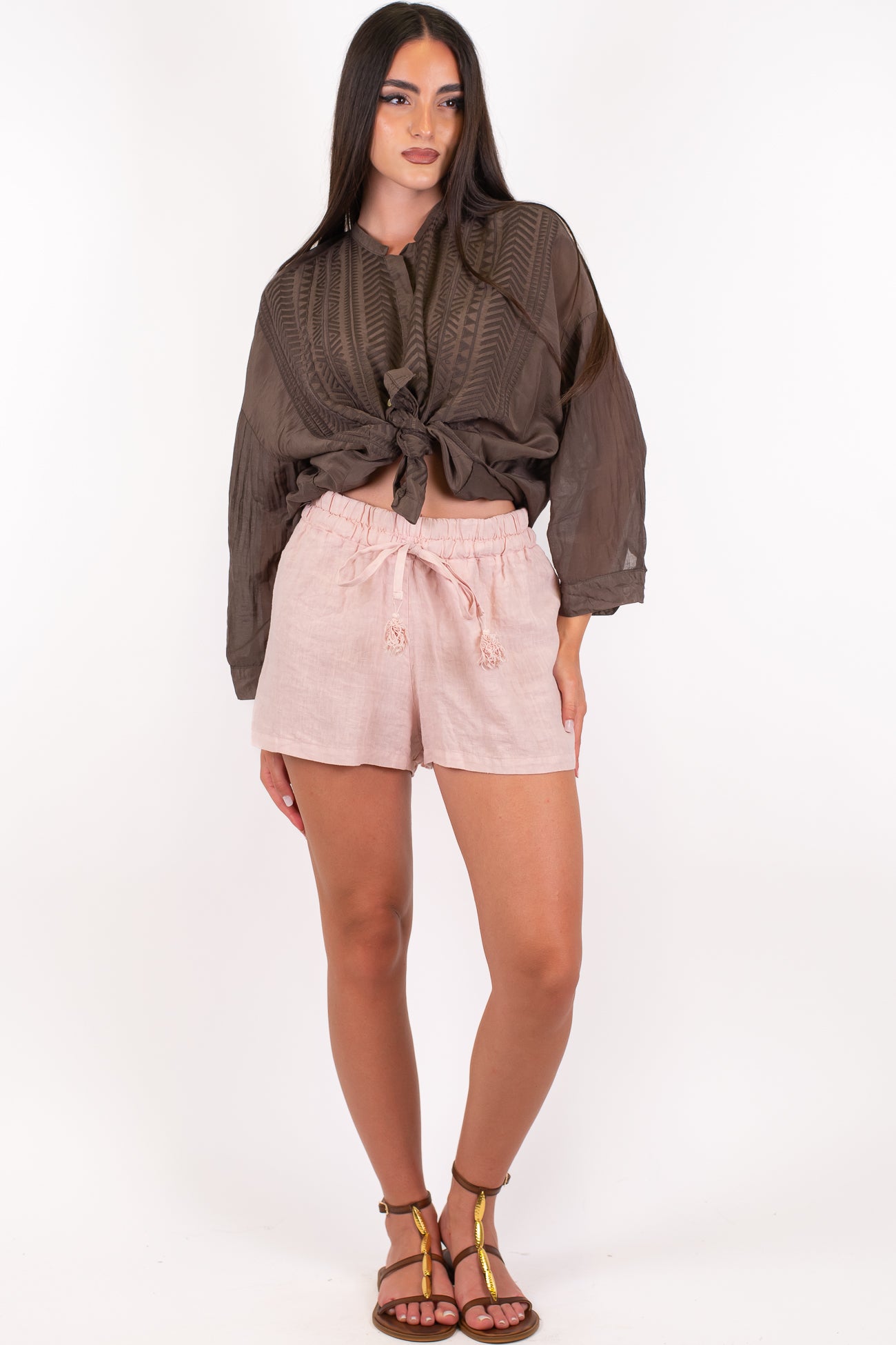 Tensione in - Shorts in puro lino con coulisse