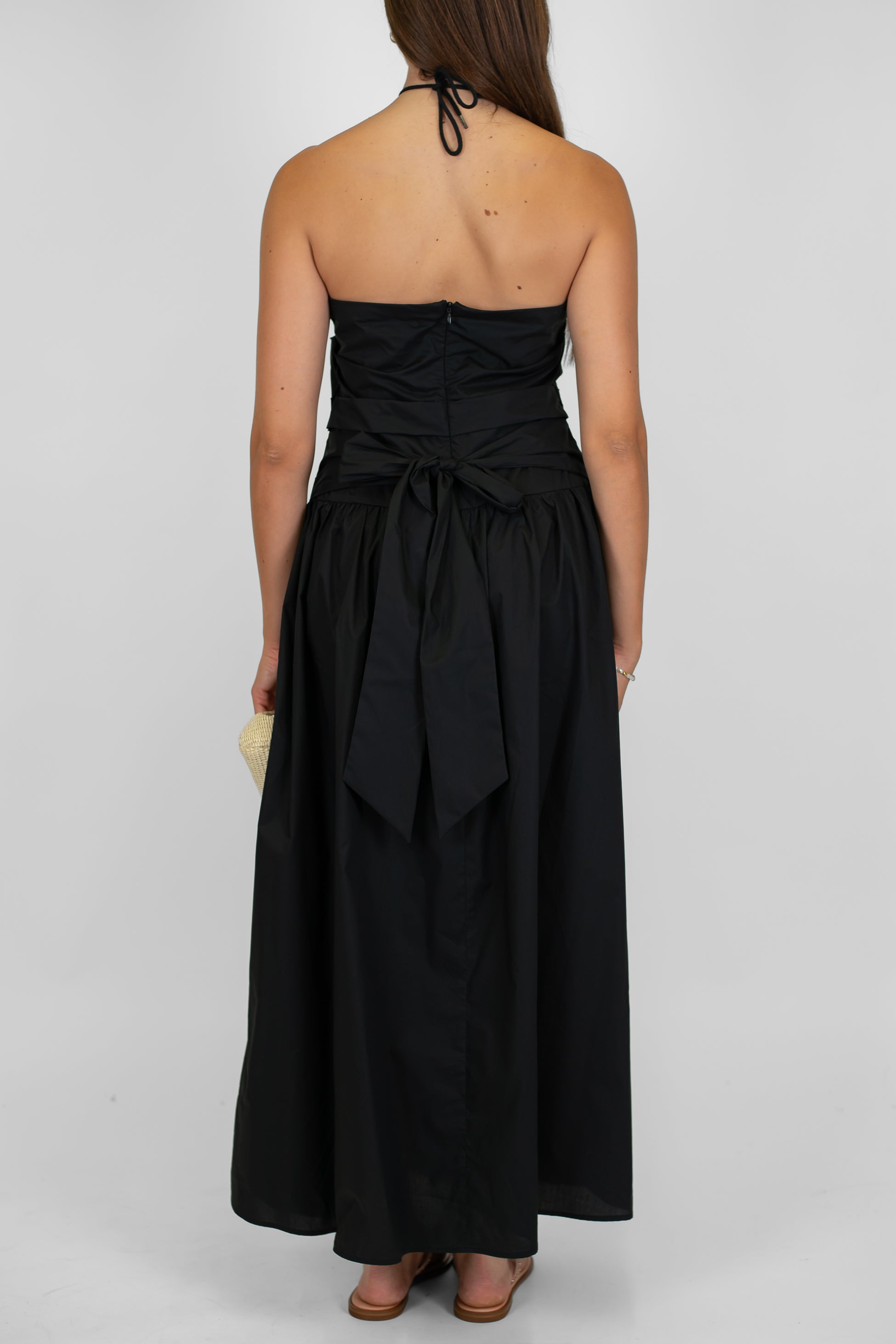 Maryley - Abito lungo a fascia in cotone chiusura al collo